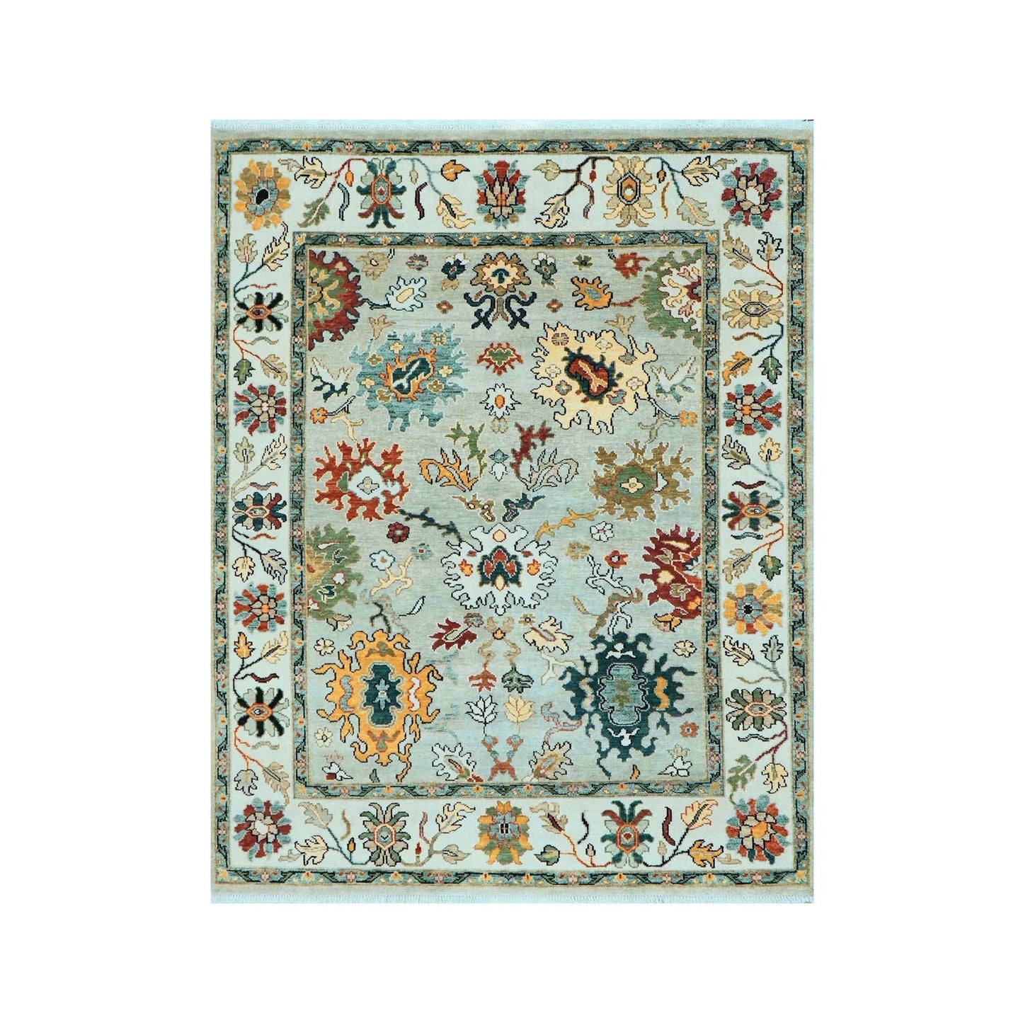 LoomBloom 8x10 Mint Hand Knotted Arts & Crafts Oushak Wool Oriental Area Rug-1