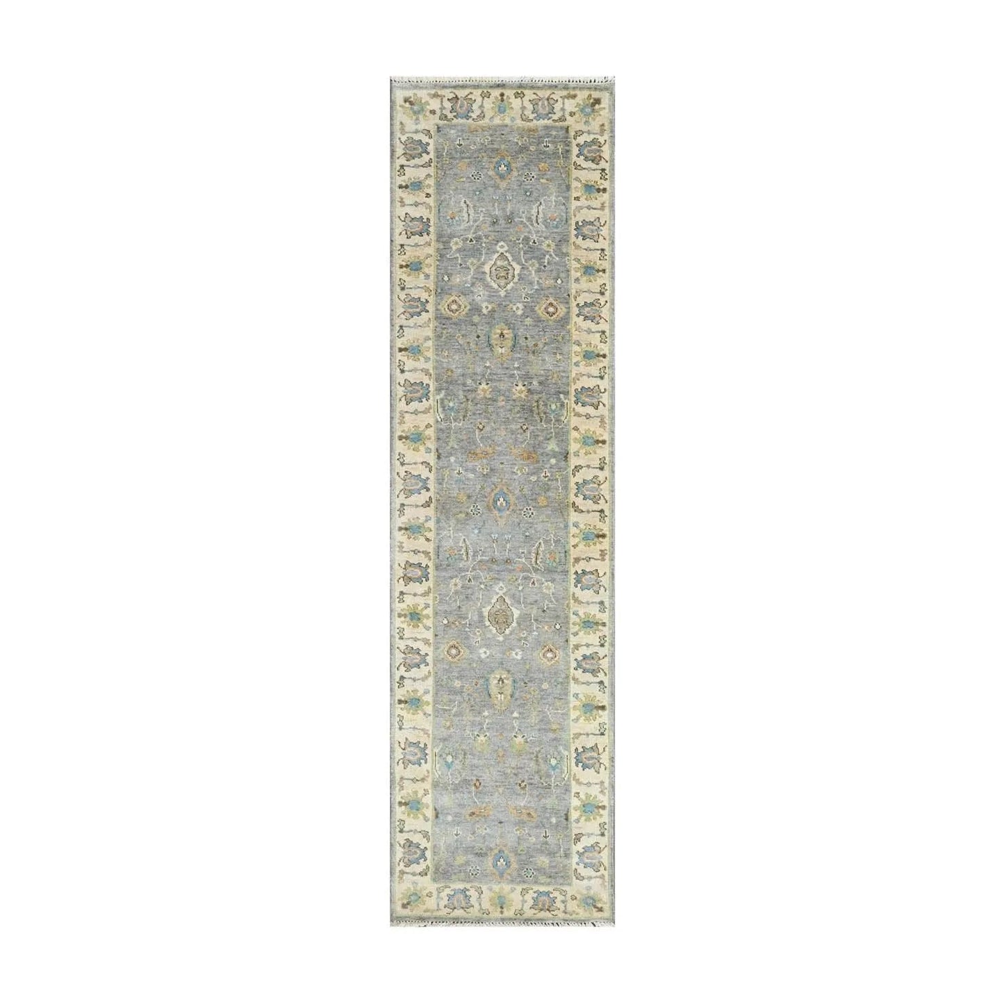 Multi Size Blue Hand Knotted Traditional Oushak Wool Oriental Area Rug-1