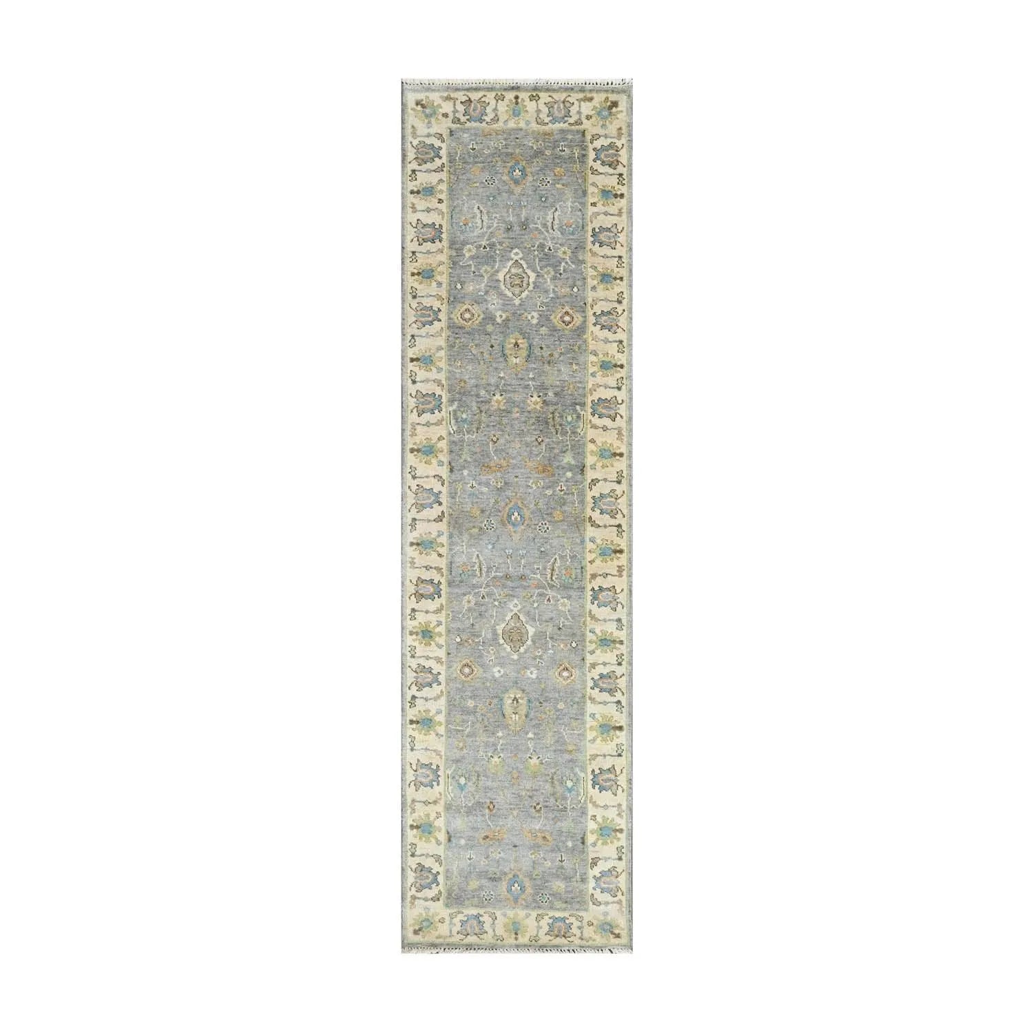 Multi Size Blue Hand Knotted Traditional Oushak Wool Oriental Area Rug-1