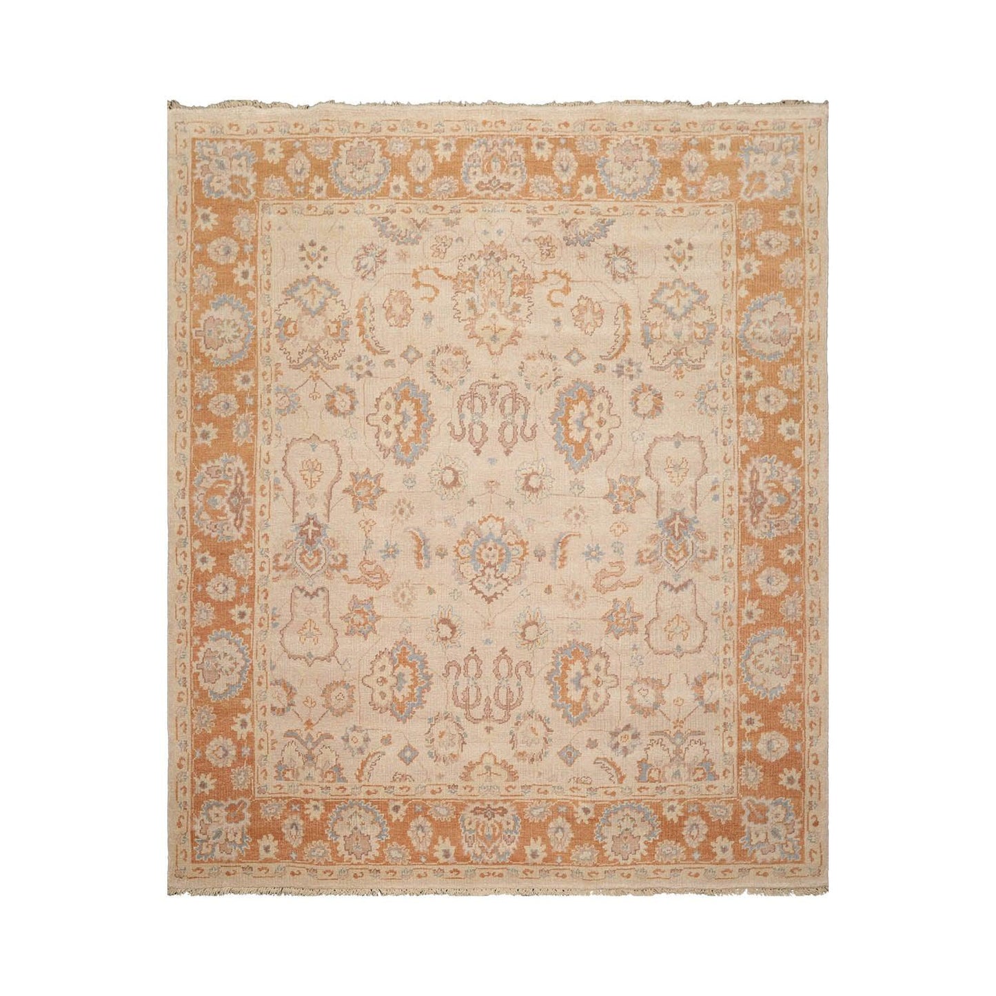 LoomBloom 8'2''x9'9" Tan Hand Knotted Traditional Oushak Wool Oriental Area Rug-1