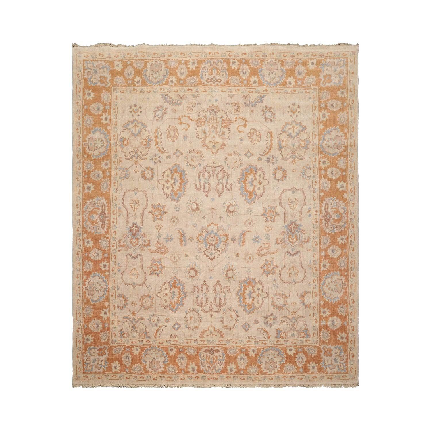 LoomBloom 8'2''x9'9" Tan Hand Knotted Traditional Oushak Wool Oriental Area Rug-1