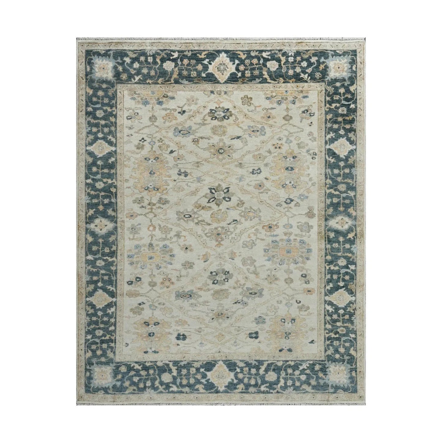 Multi Size Beige Turkish Oushak Wool Hand Knotted Traditional Elegance Oriental Rug-3