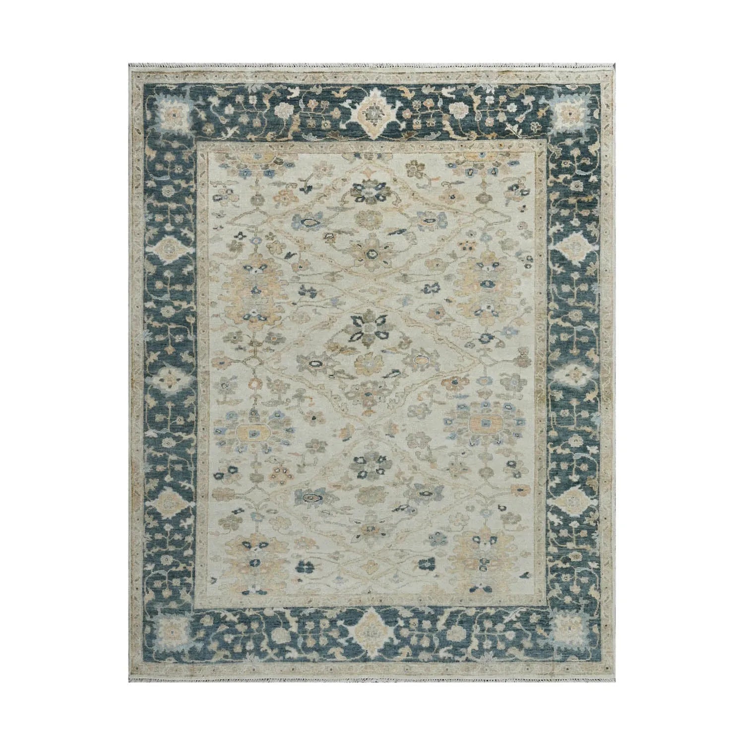 Multi Size Beige Turkish Oushak Wool Hand Knotted Traditional Elegance Oriental Rug-3