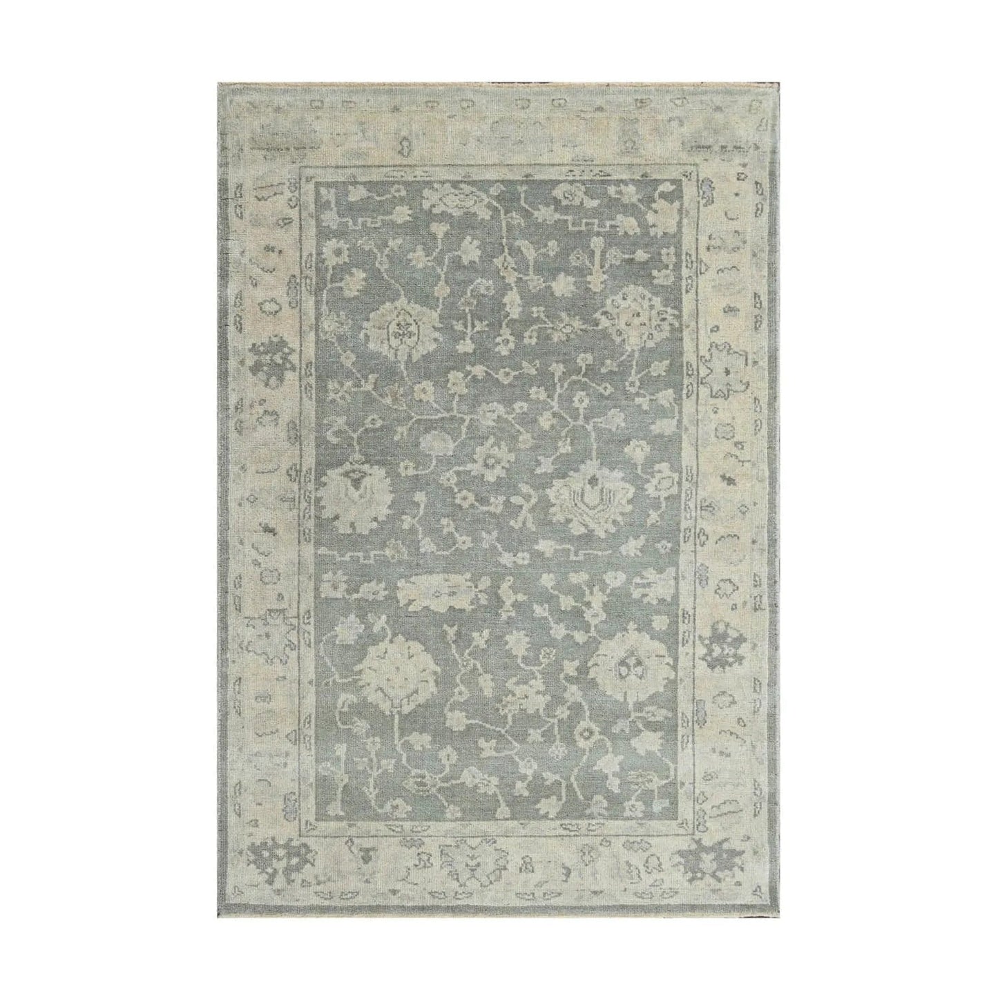 Multi Size Traditional Gray Wool Hand Knotted Turkish Oushak Oriental Rug-1