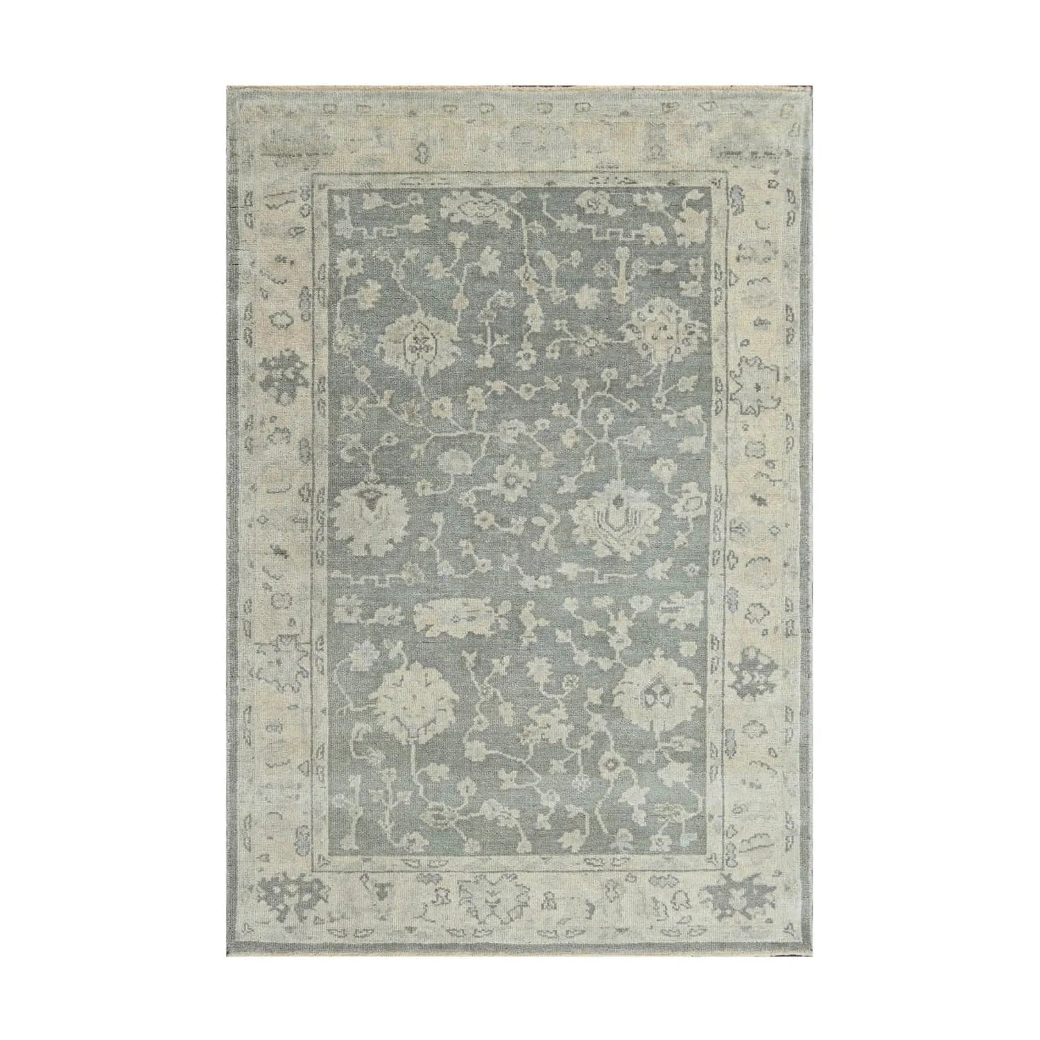 Multi Size Traditional Gray Wool Hand Knotted Turkish Oushak Oriental Rug-1