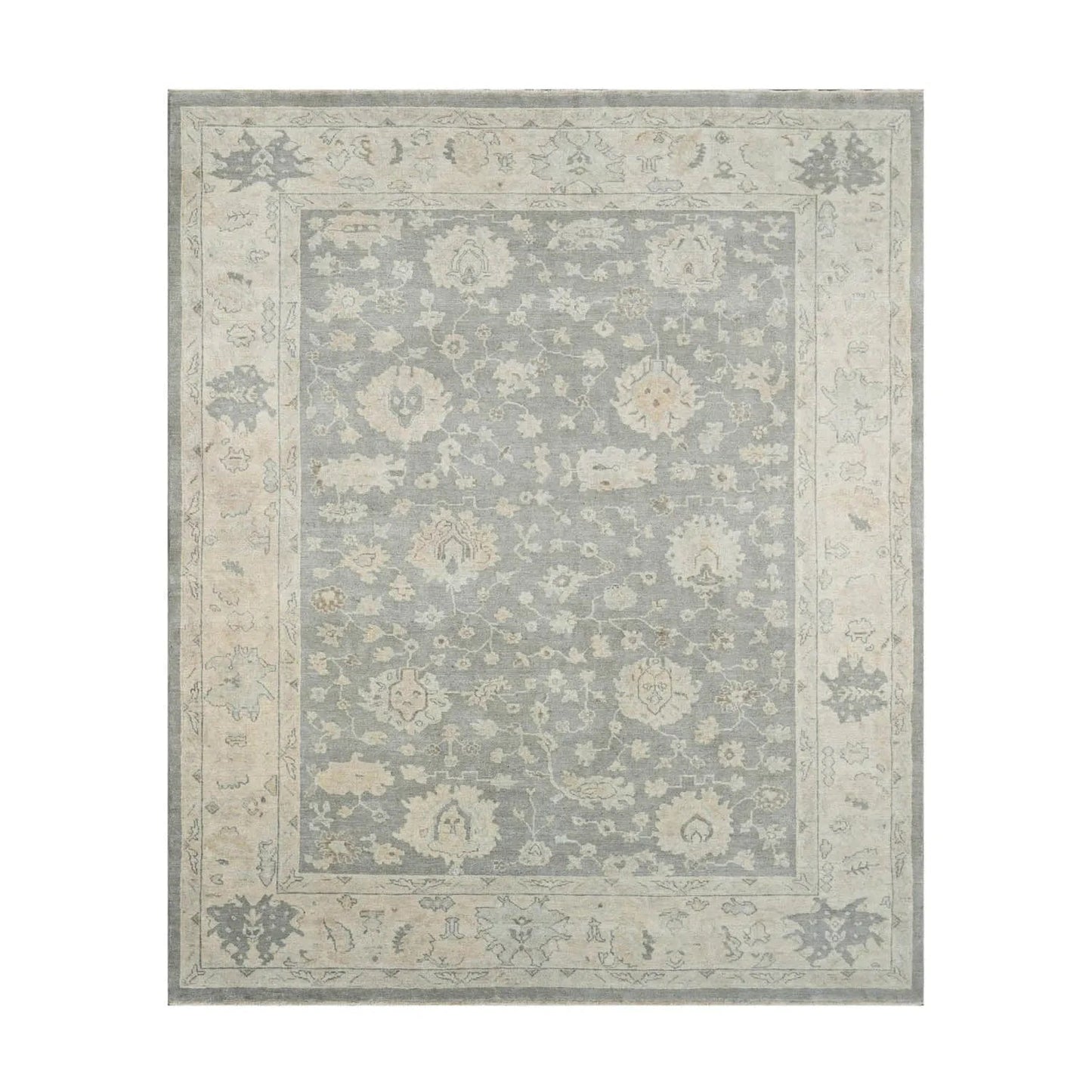 Multi Size Traditional Gray Wool Hand Knotted Turkish Oushak Oriental Rug-2