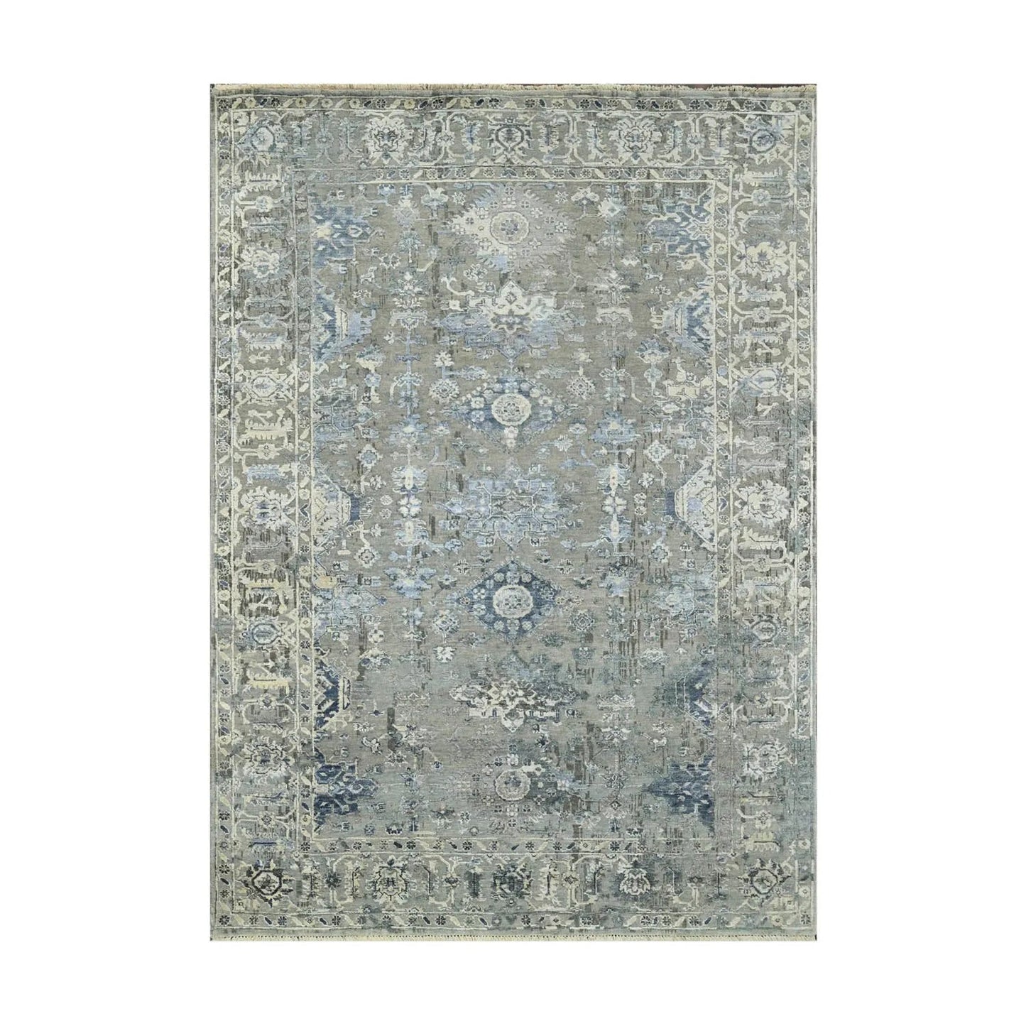LoomBloom 6x9 Gray Wool Traditional Turkish Oushak Hand Knotted Oriental Area Rug-1