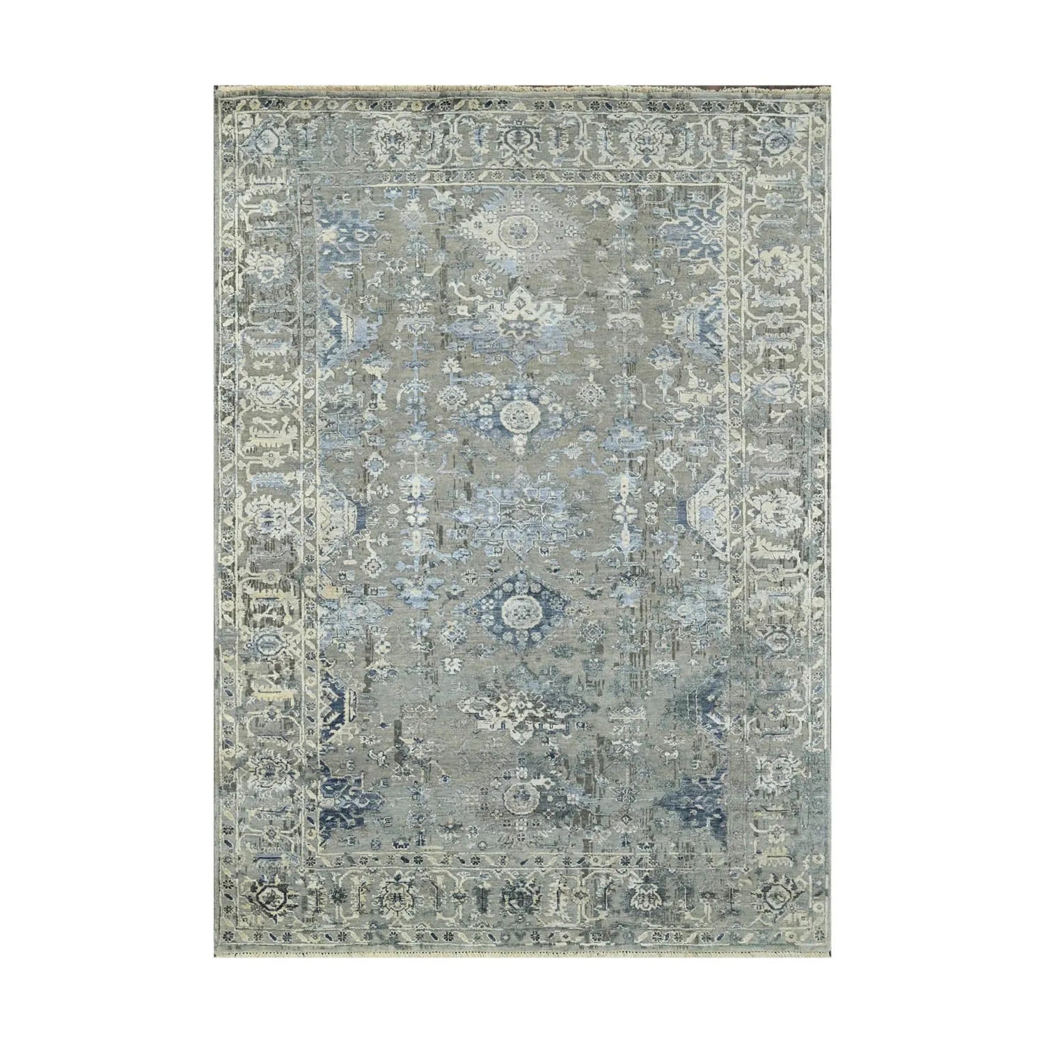 LoomBloom 6x9 Gray Wool Traditional Turkish Oushak Hand Knotted Oriental Area Rug-1
