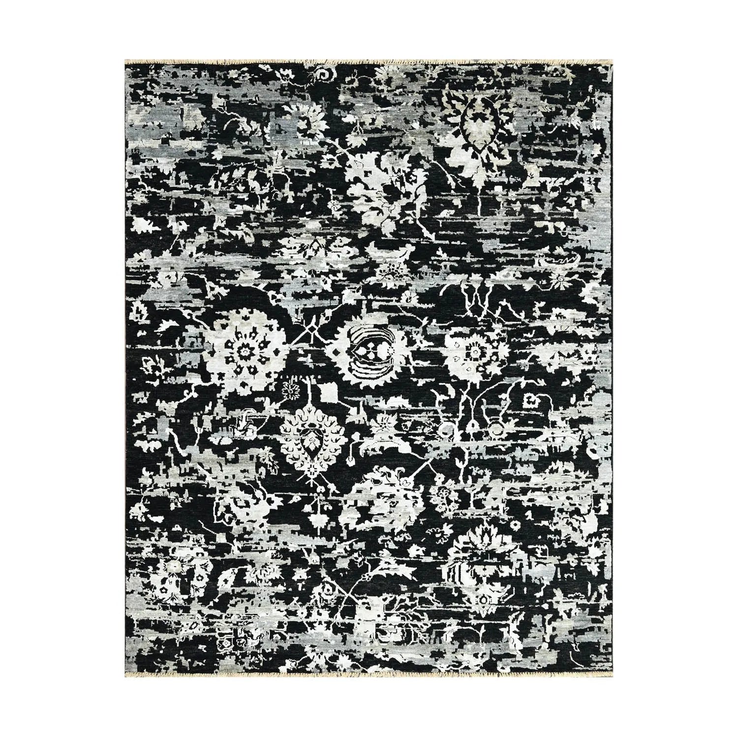 LoomBloom 8x10 Black Hand Knotted Transitional Turkish Oushak Wool Oriental Rug-1
