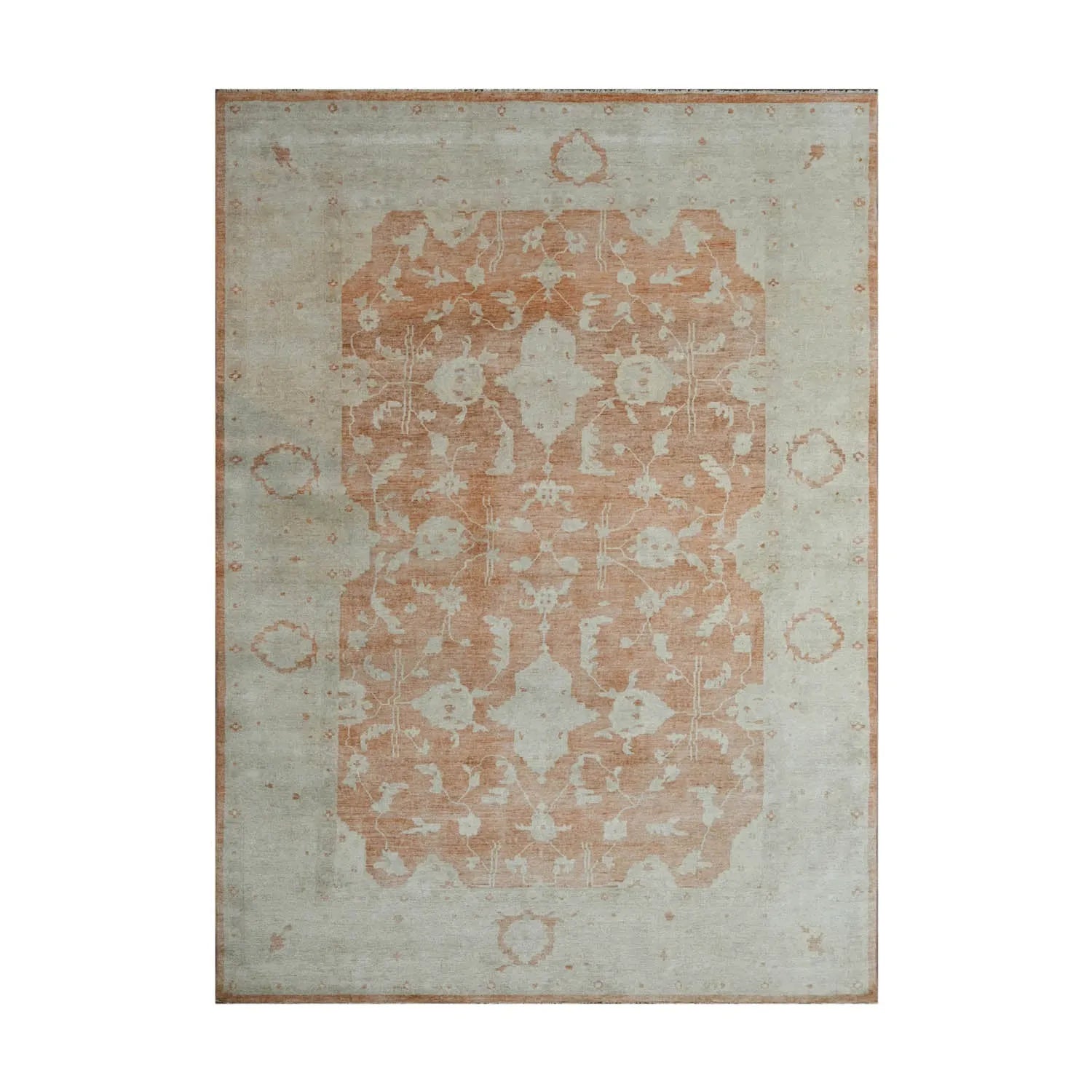9x12 LoomBloom Peach Hand Knotted Traditional Turkish Oushak Wool Oriental Rug-1
