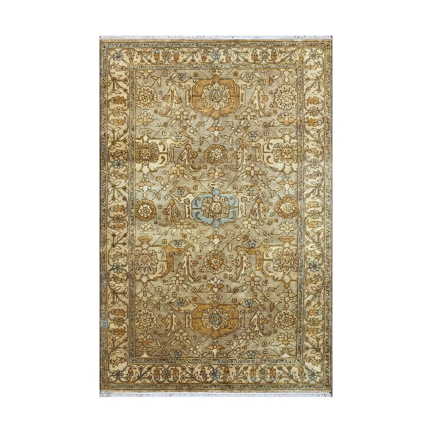 LoomBloom 6x9 Gold Hand Knotted Traditional Turkish Oushak Wool Oriental Area Rug-1