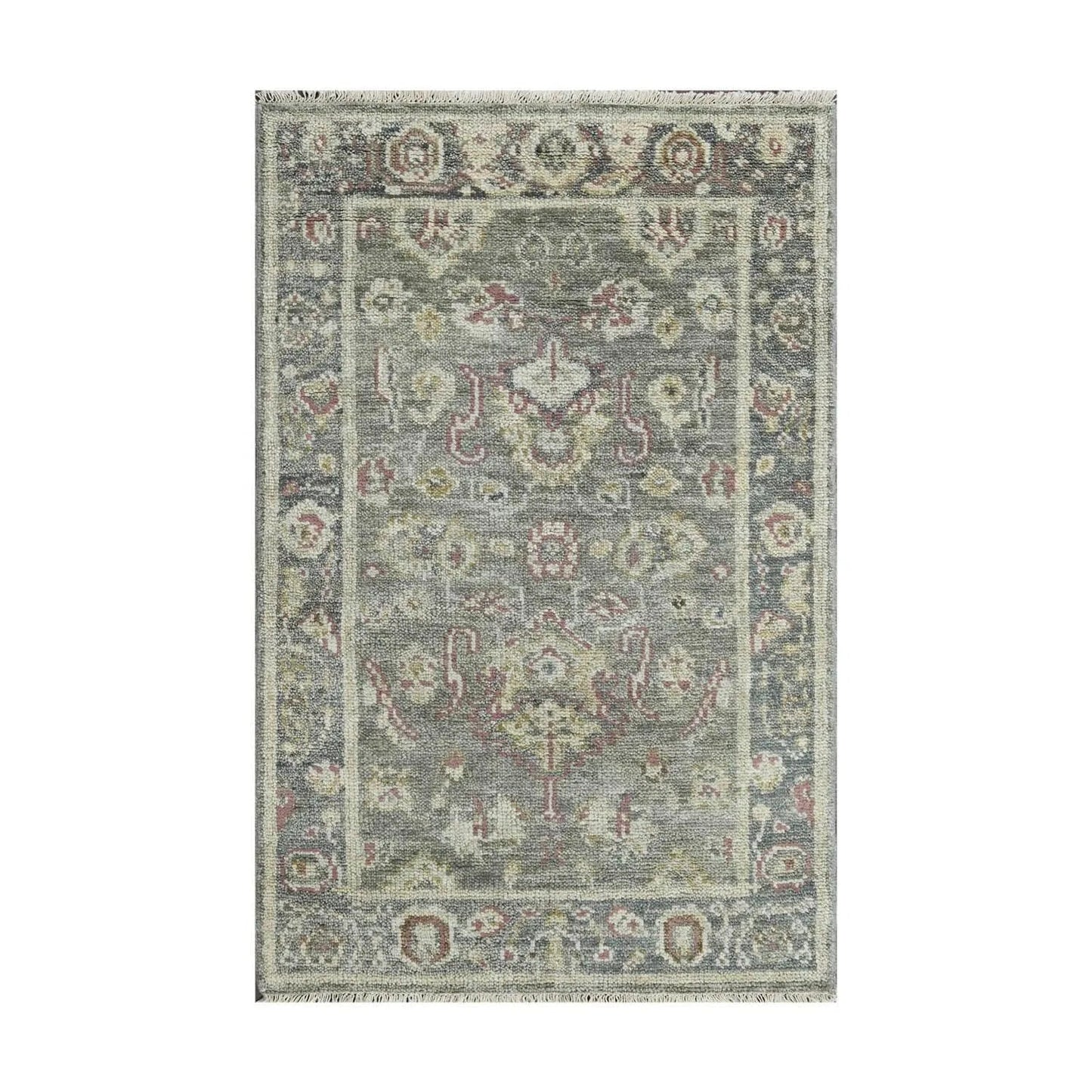 Multi Size Moss Hand Knotted Traditional Oushak Wool Oriental Area Rug-2
