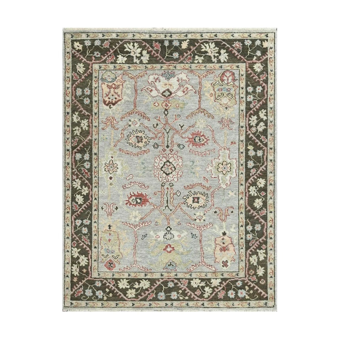 Multi Size Moss Hand Knotted Traditional Oushak Wool Oriental Area Rug-4