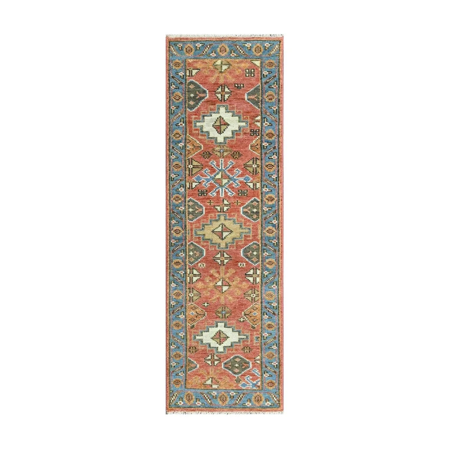 Multi Sizes Coral Hand Knotted Arts & Crafts/Mission Oushak Wool Oriental Area Rug-1