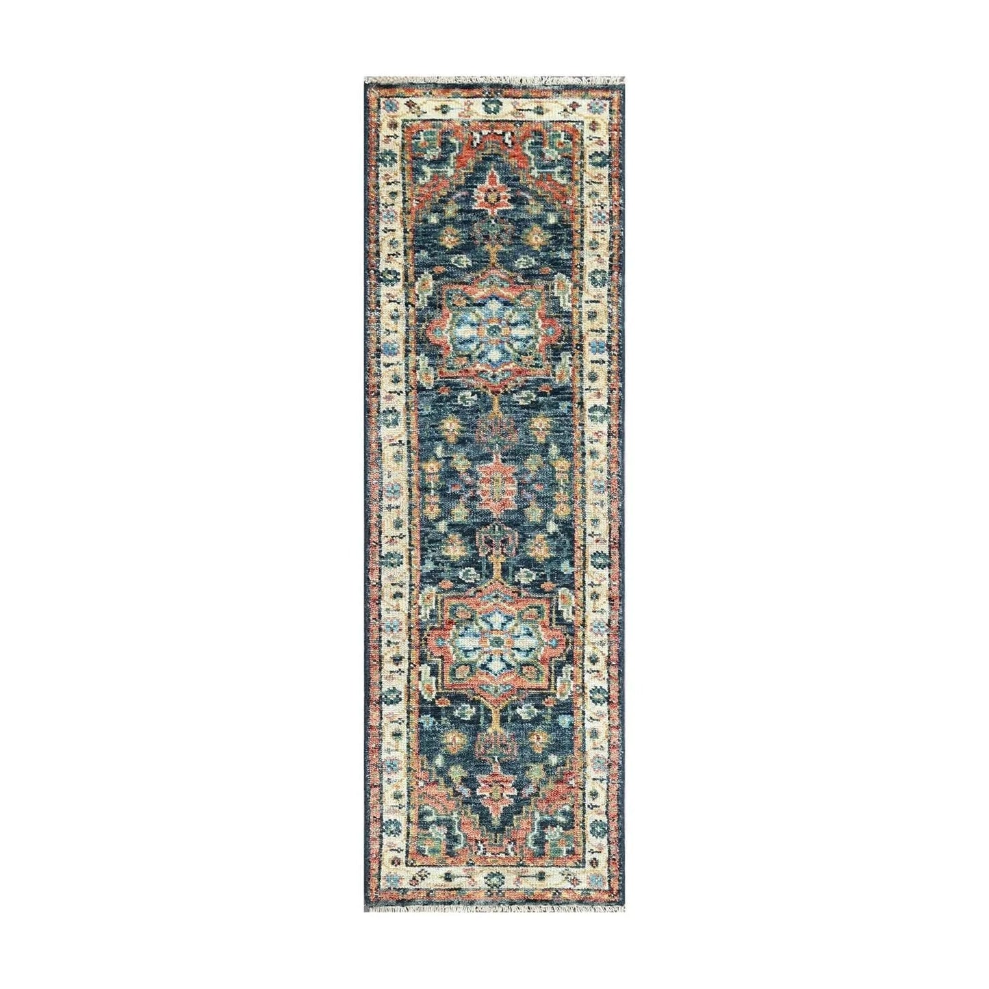 Multi Size Navy Hand Knotted Traditional Oushak Wool Oriental Area Rug-1
