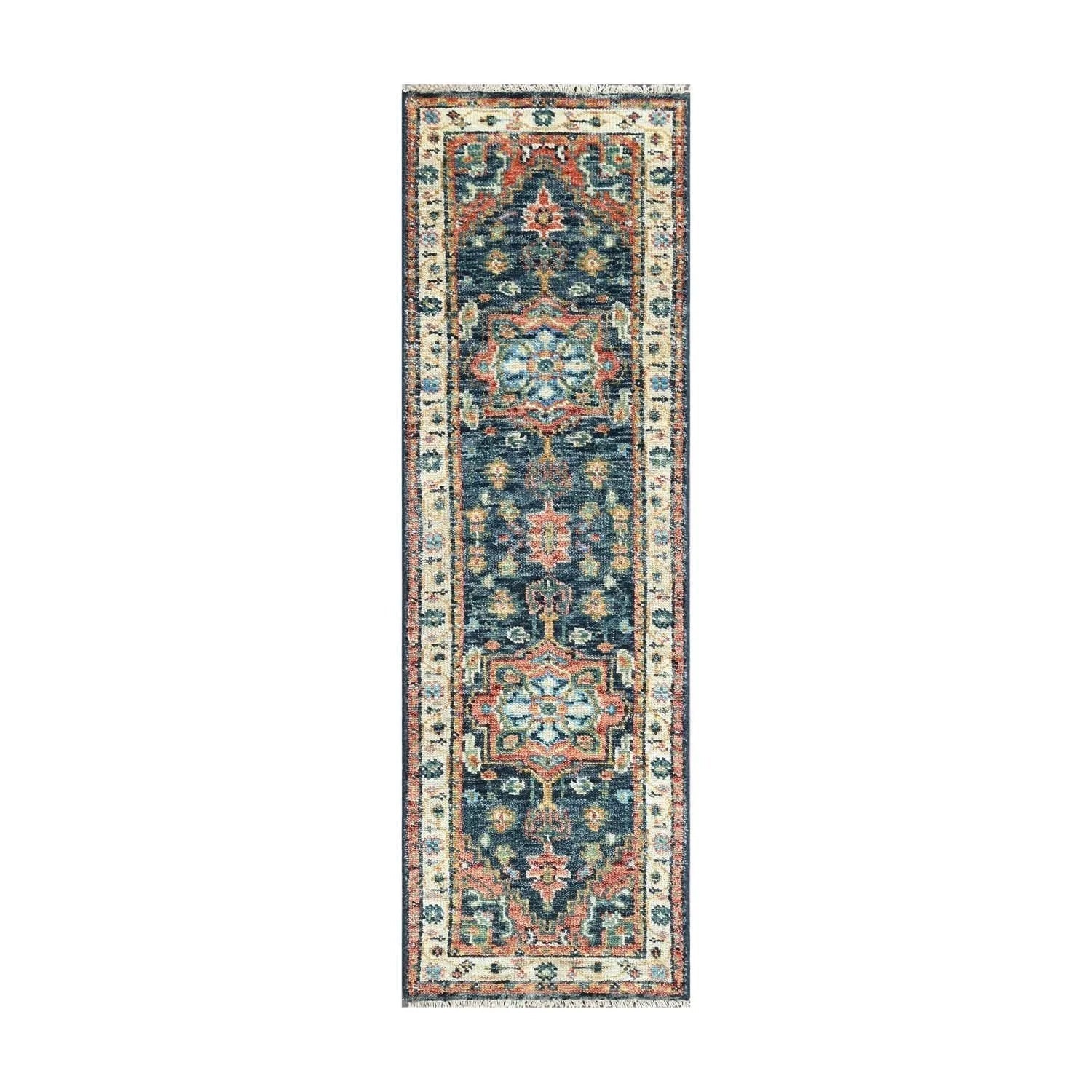 Multi Size Navy Hand Knotted Traditional Oushak Wool Oriental Area Rug-1