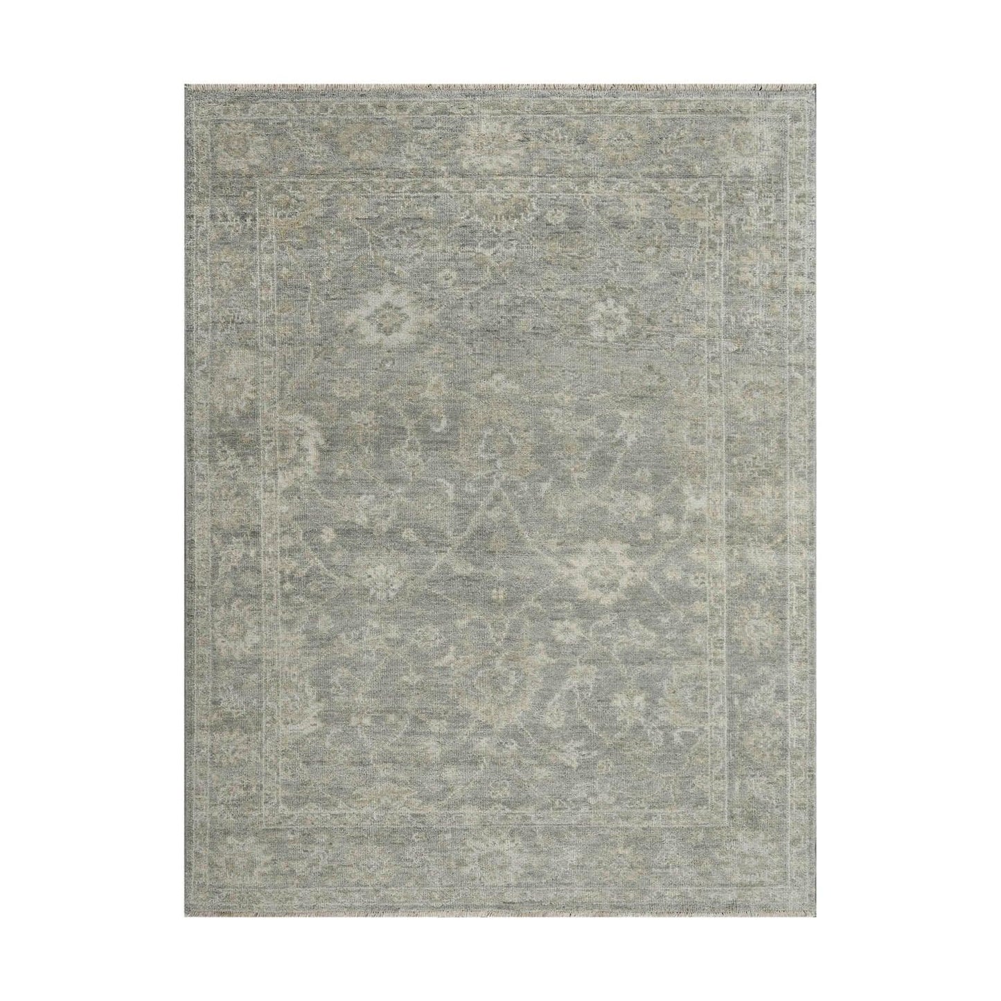 LoomBloom 7'4''x9'9" Moss Hand Knotted Traditional Oushak Wool Oriental Area Rug-1