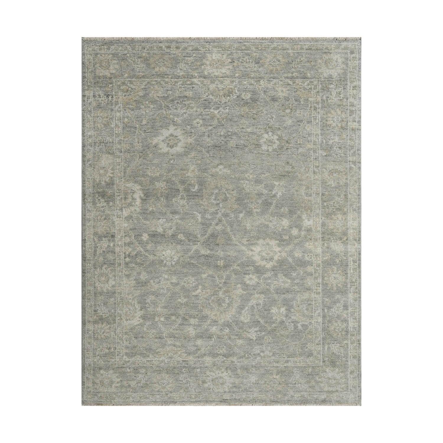 LoomBloom 7'4''x9'9" Moss Hand Knotted Traditional Oushak Wool Oriental Area Rug-1