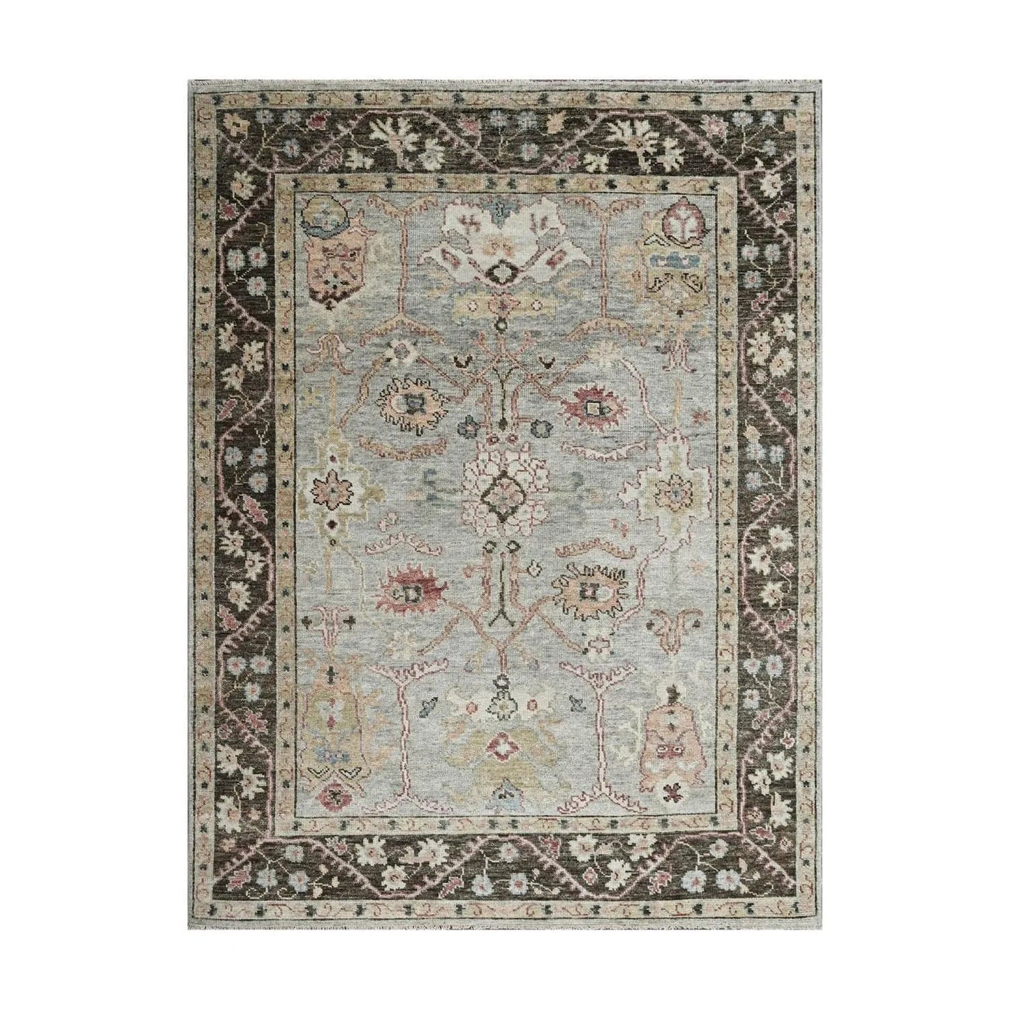 Multi Size Moss Hand Knotted Traditional Oushak Wool Oriental Area Rug-5