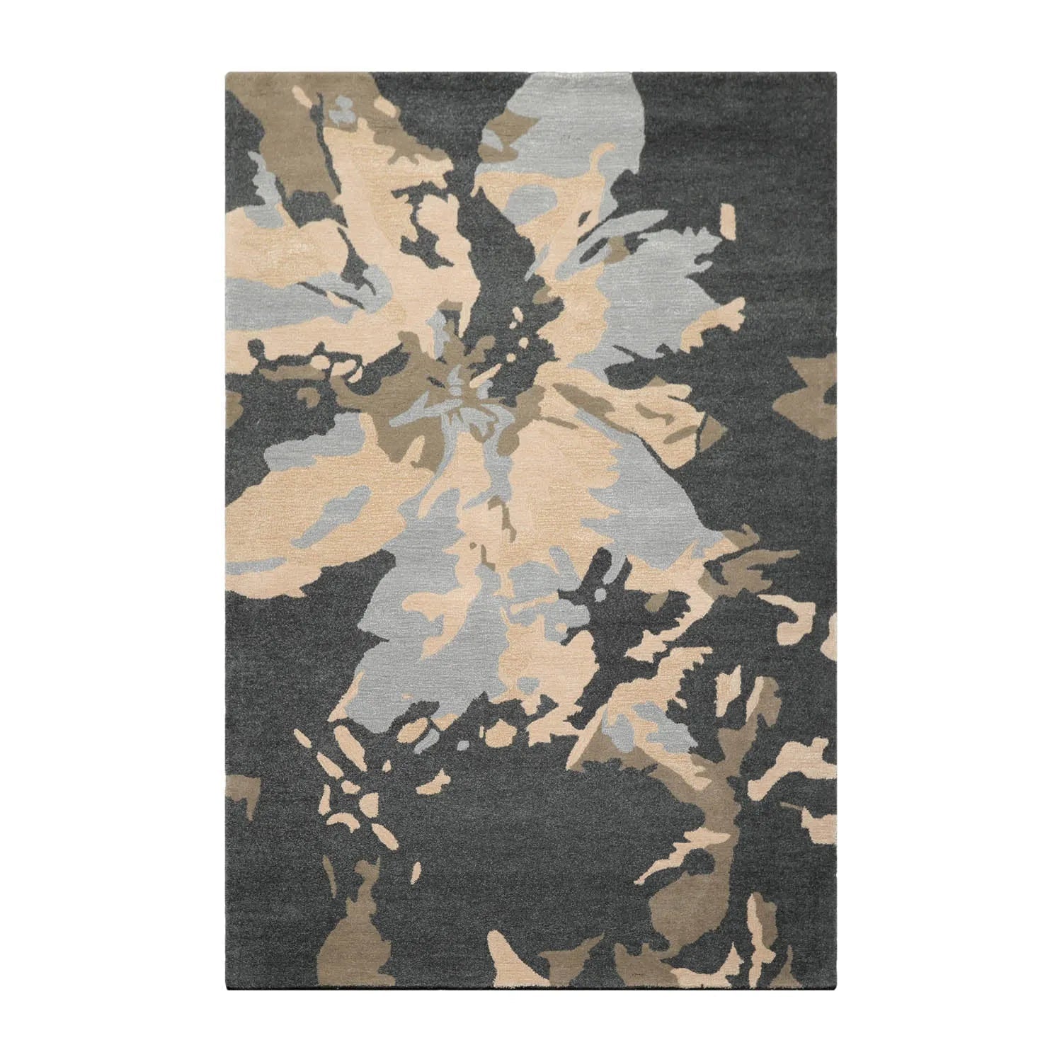LoomBloom Multi Size Slate Gray Hand Tufted Modern Abstract 100% Wool & Bamboo Silk Oriental Area Rug-1