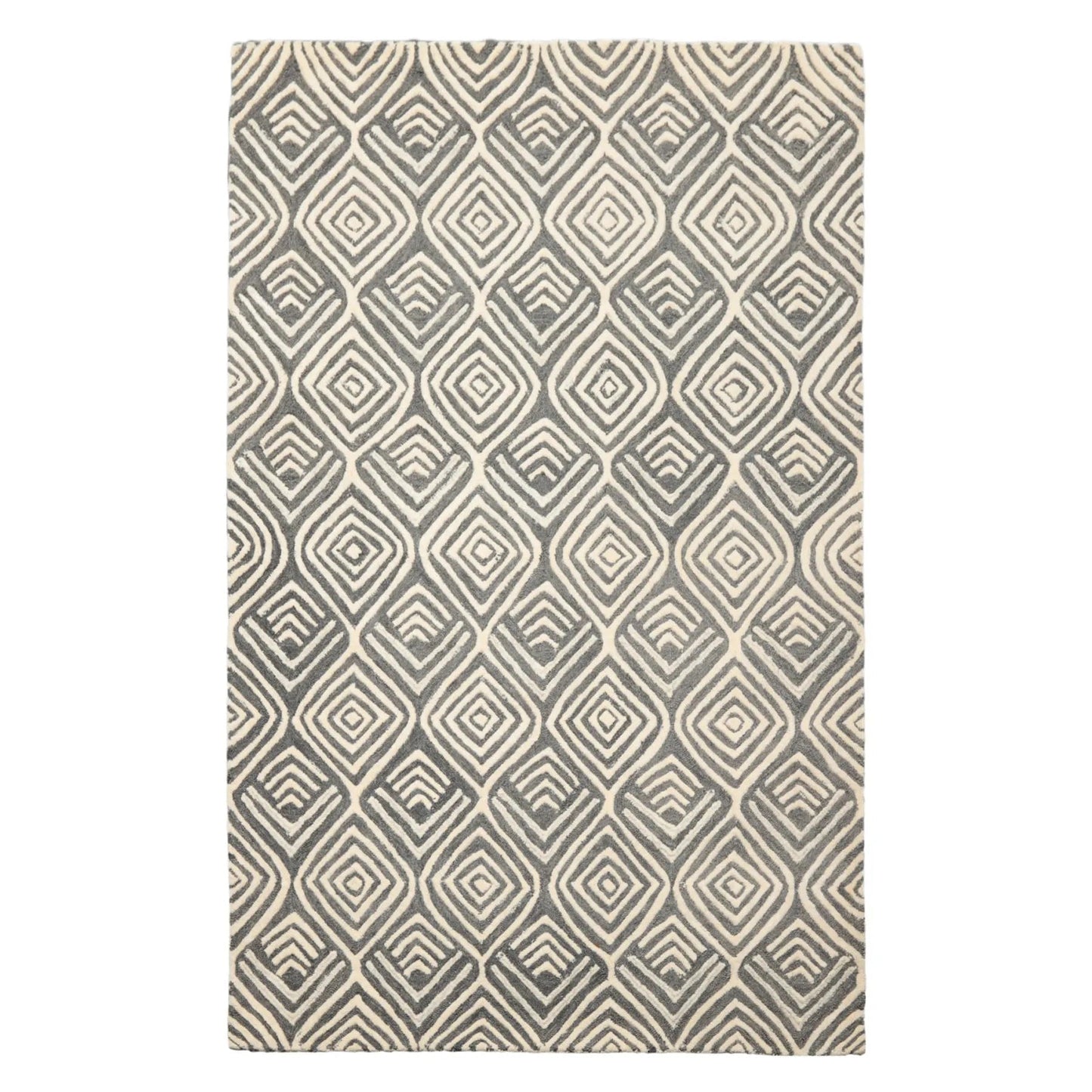 LoomBloom 5'x8' Gray Hand Tufted Modern Geometric Wool Oriental Area Rug-1