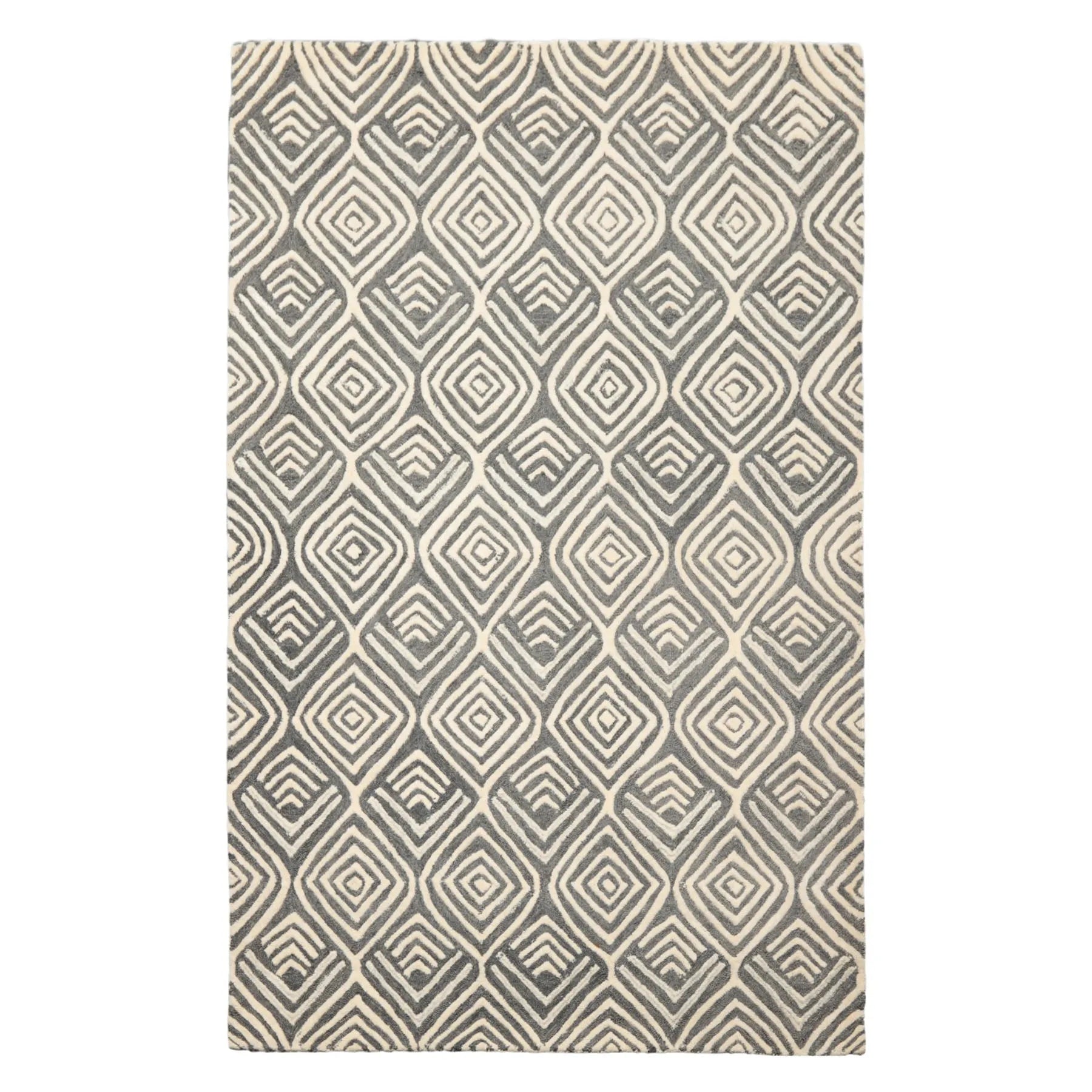 LoomBloom 5'x8' Gray Hand Tufted Modern Geometric Wool Oriental Area Rug-1