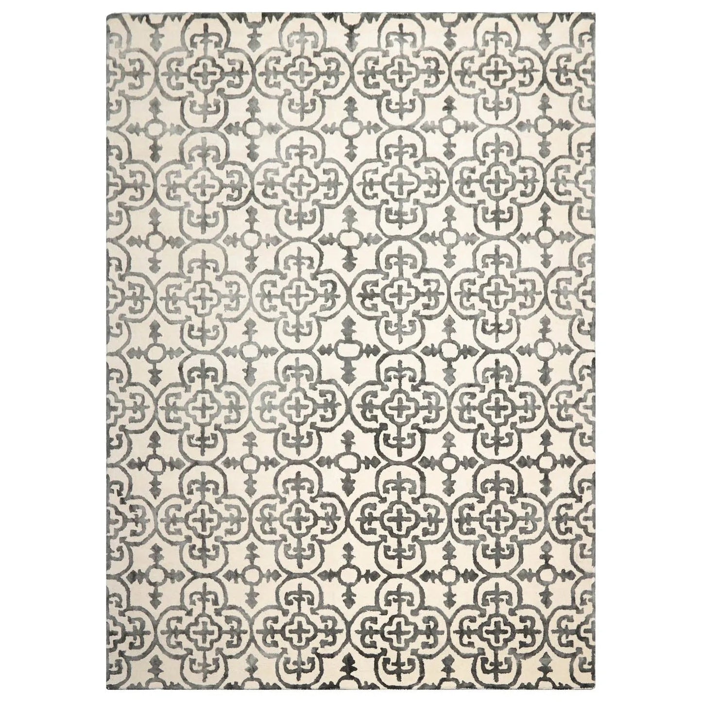 LoomBloom Multi Sizes Ivory Transitional Boho Hand Tufted Geometric Wool Oriental Area Rug-3