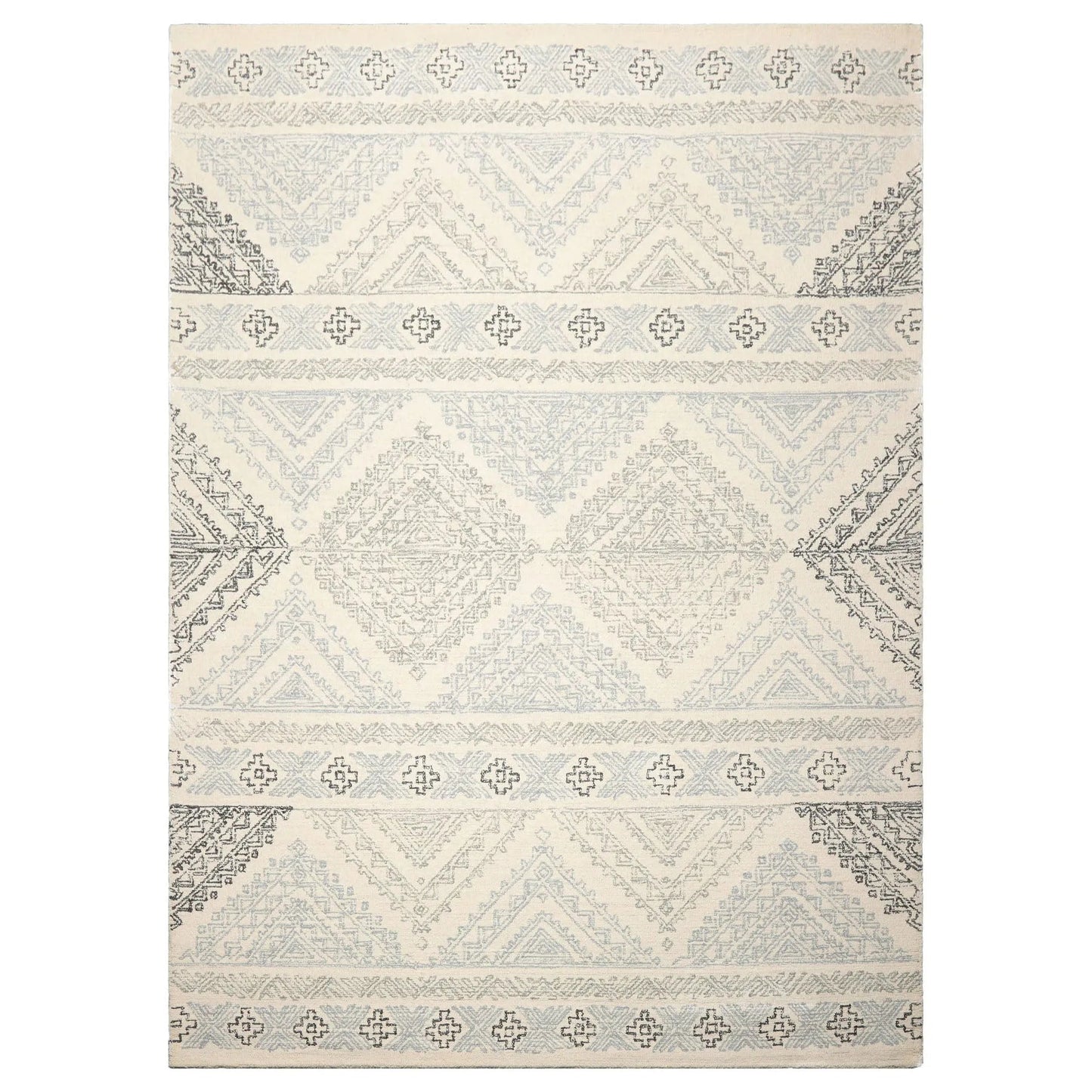 LoomBloom Multi Size Ivory Hand Tufted Transitional Geometric Wool Oriental Area Rug-3
