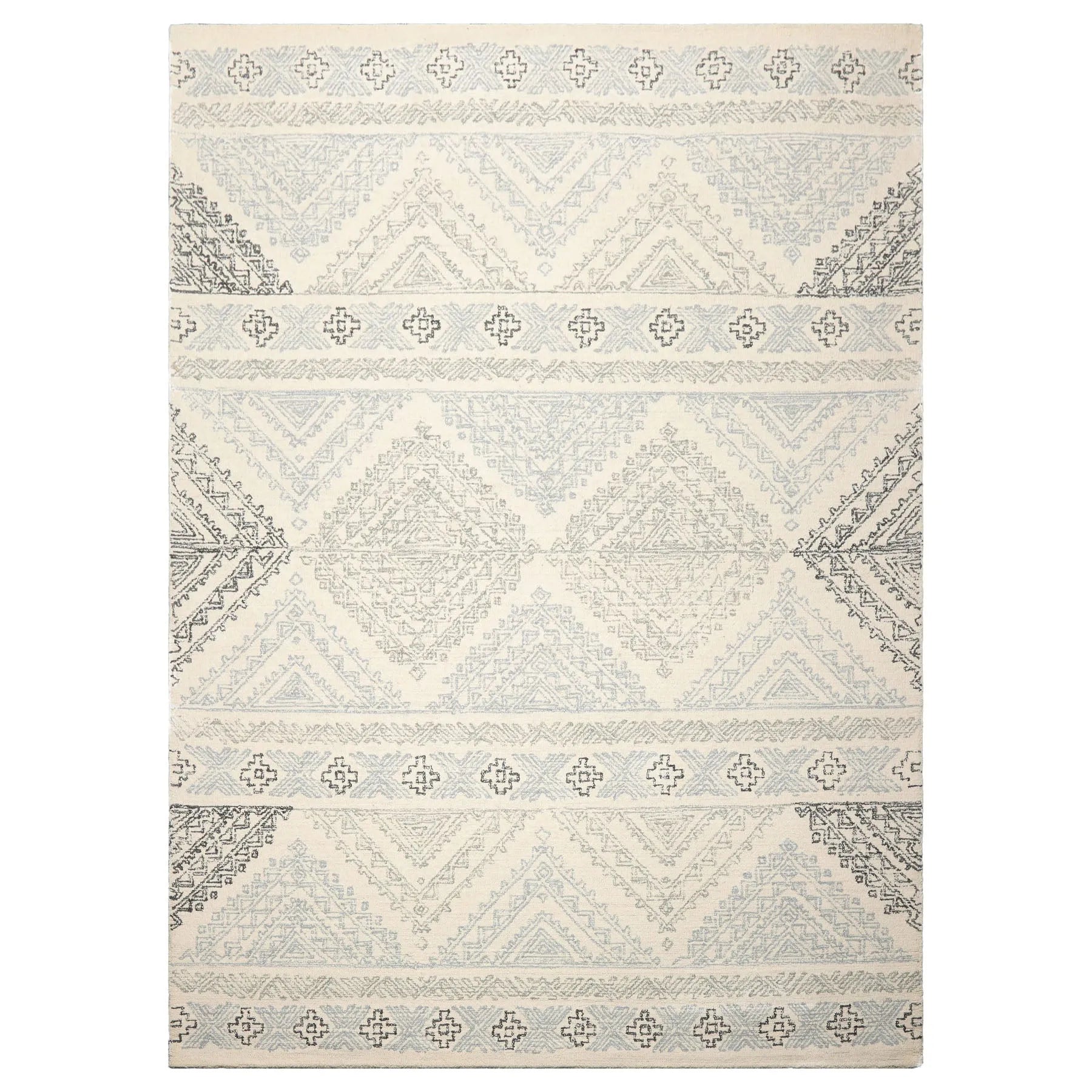 LoomBloom Multi Size Ivory Hand Tufted Transitional Geometric Wool Oriental Area Rug-3