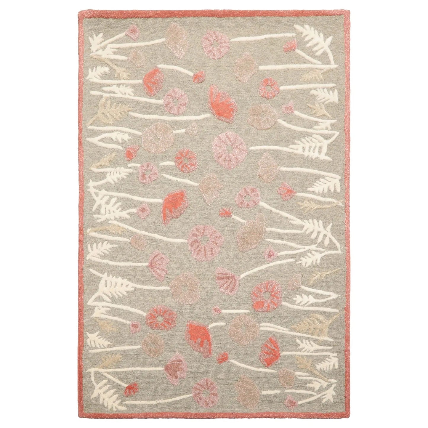 LoomBloom Multi Size Gray Beige Hand Tufted Contemporary Floral Wool and Faux Silk Oriental Area Rug-2