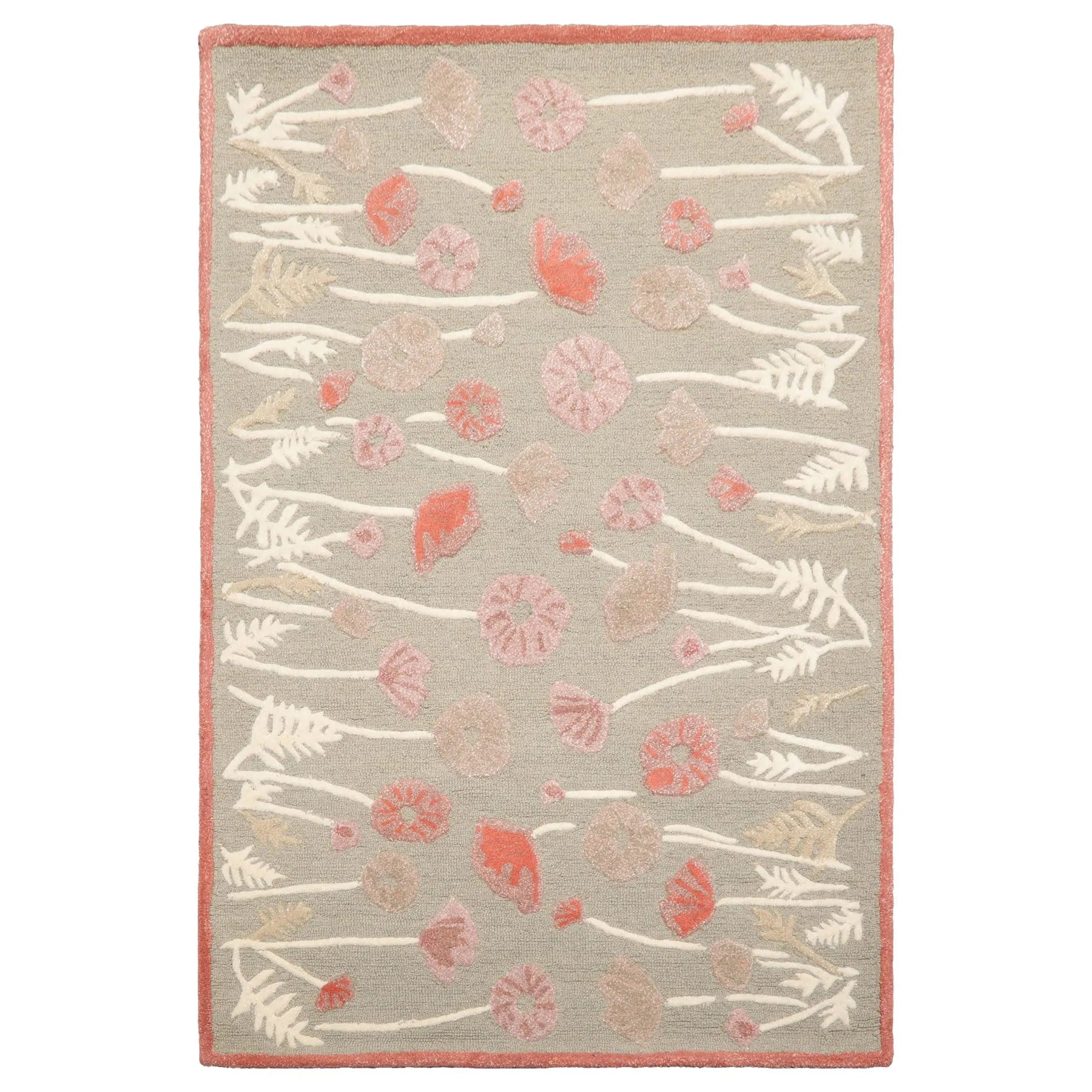 LoomBloom Multi Size Gray Beige Hand Tufted Contemporary Floral Wool and Faux Silk Oriental Area Rug-2