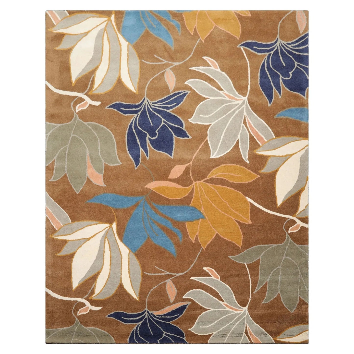 LoomBloom Multi Size Brown Hand Tufted Contemporary Floral Wool Oriental Area Rug-1