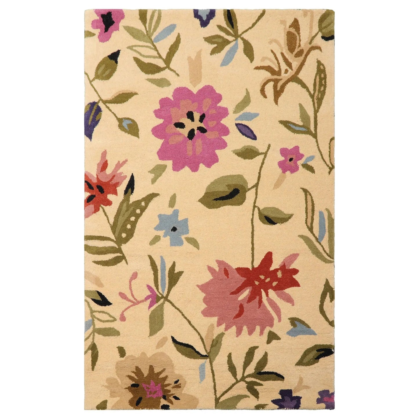 LoomBloom Multi Size Light Gold Hand Tufted Contemporary Floral Wool Oriental Area Rug-1