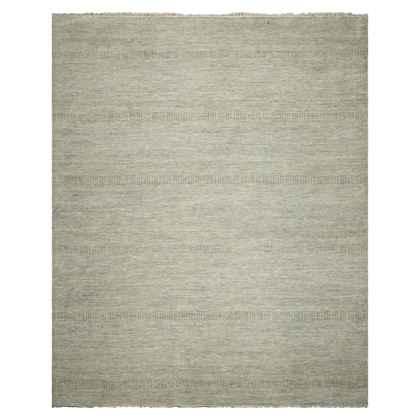 LoomBloom Multi Sizes Sage Hand Knotted Contemporary  Tibetan Geometric Wool & Bamboo Silk  Oriental Area Rug-1