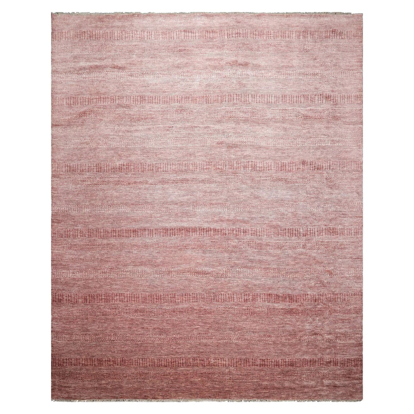 LoomBloom Multi Sizes Raspberry Hand Knotted Contemporary  Tibetan Geometric Wool & Bamboo Silk  Oriental Area Rug-1