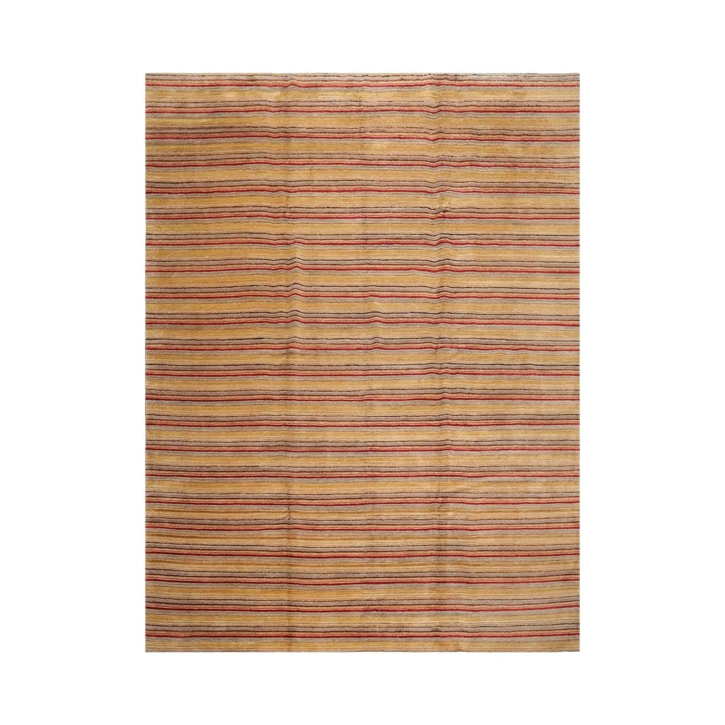 LoomBloom 8'10''x12' Gold Hand Knotted Contemporary Tibetan Silk & Hemp Oriental Area Rug-1