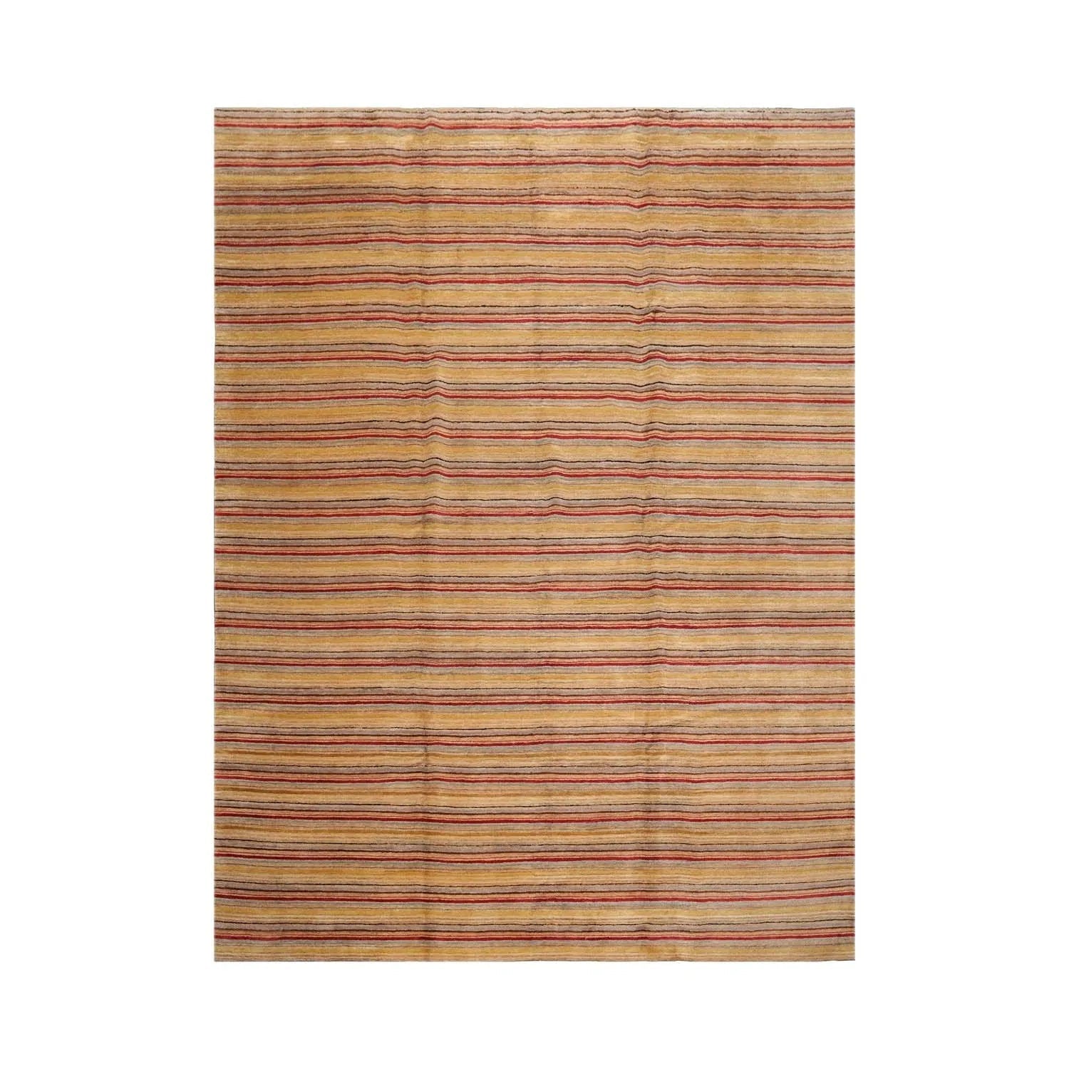 LoomBloom 8'10''x12' Gold Hand Knotted Contemporary Tibetan Silk & Hemp Oriental Area Rug-1