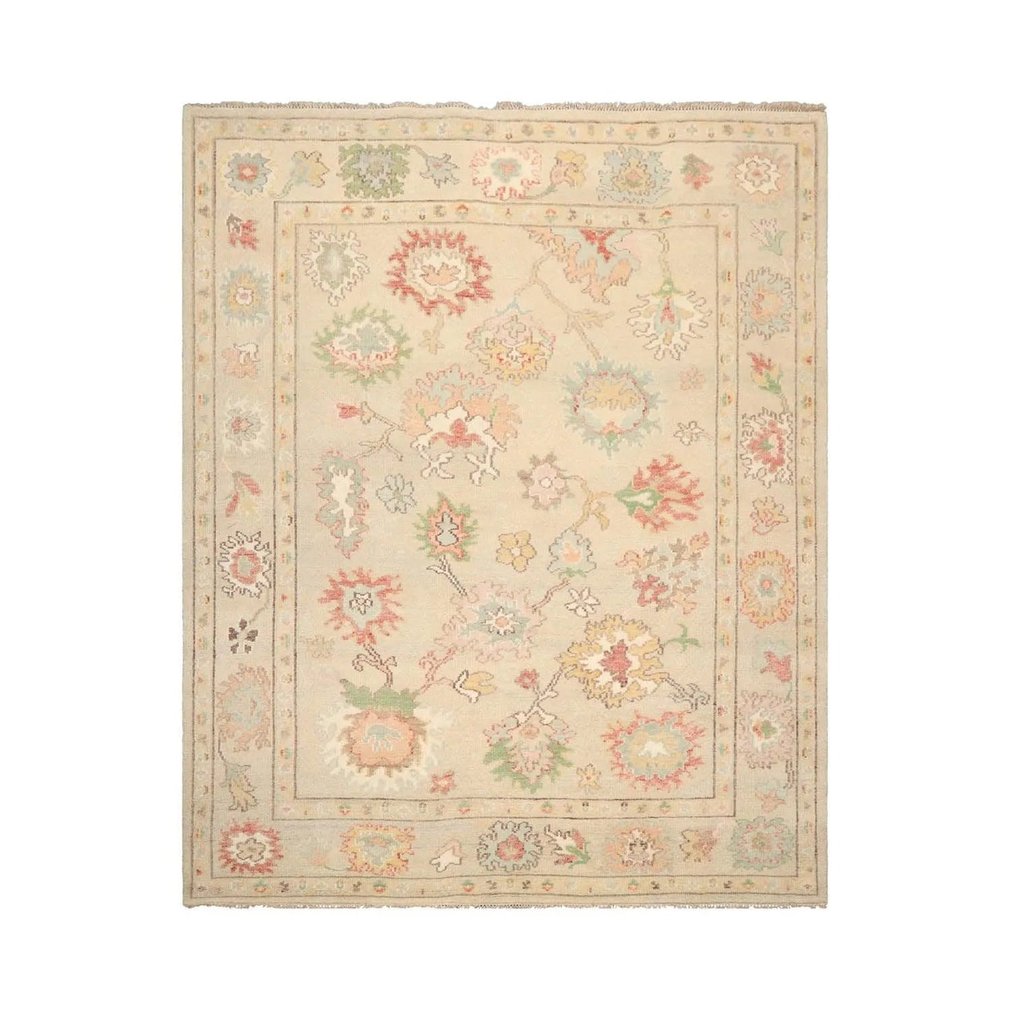 LoomBloom Multi Size Beige Hand Knotted Arts & Crafts/Mission Oushak Wool Oriental Area Rug-1