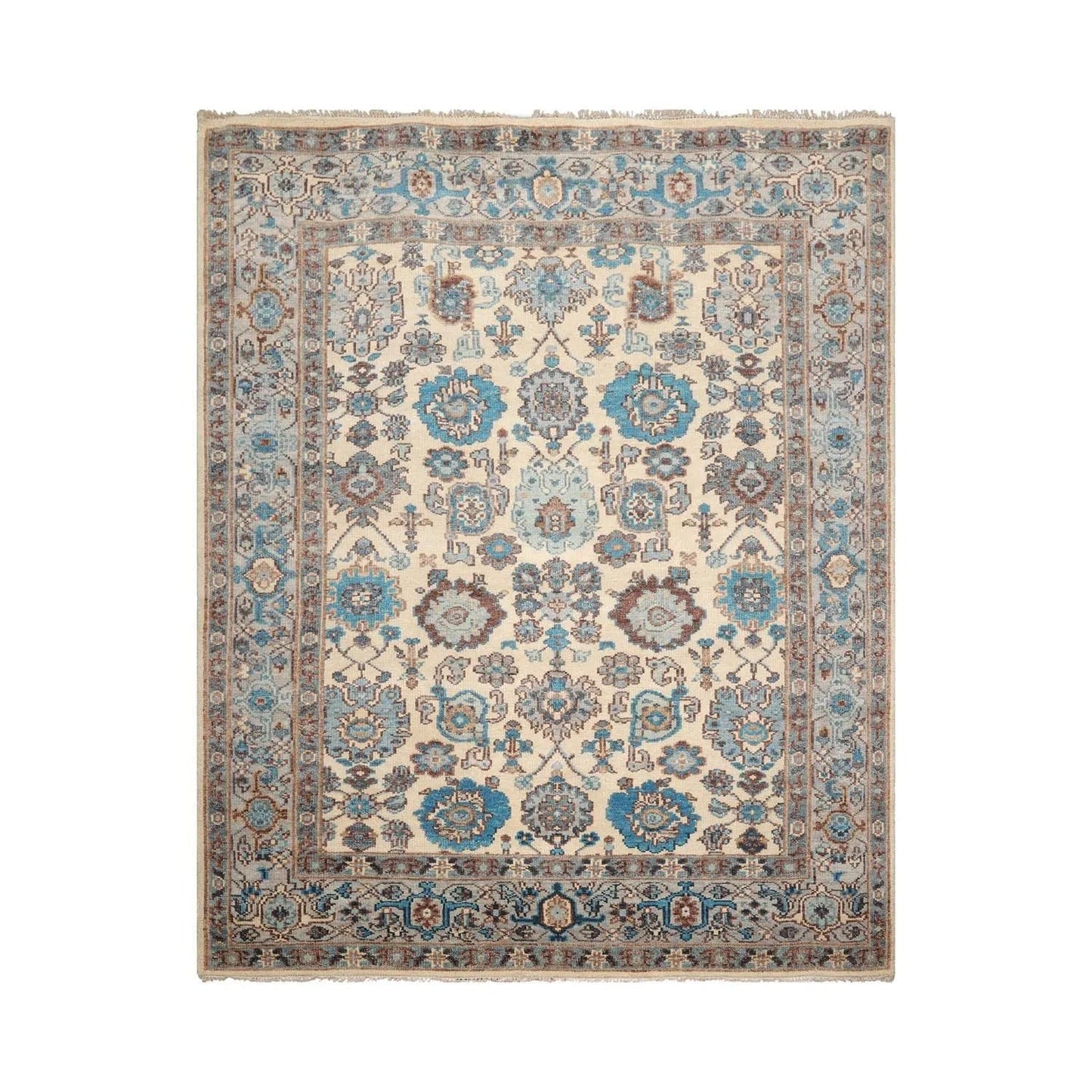 LoomBloom Multi Size Beige Hand Knotted Arts & Crafts/Mission Oushak Wool Oriental Area Rug-4