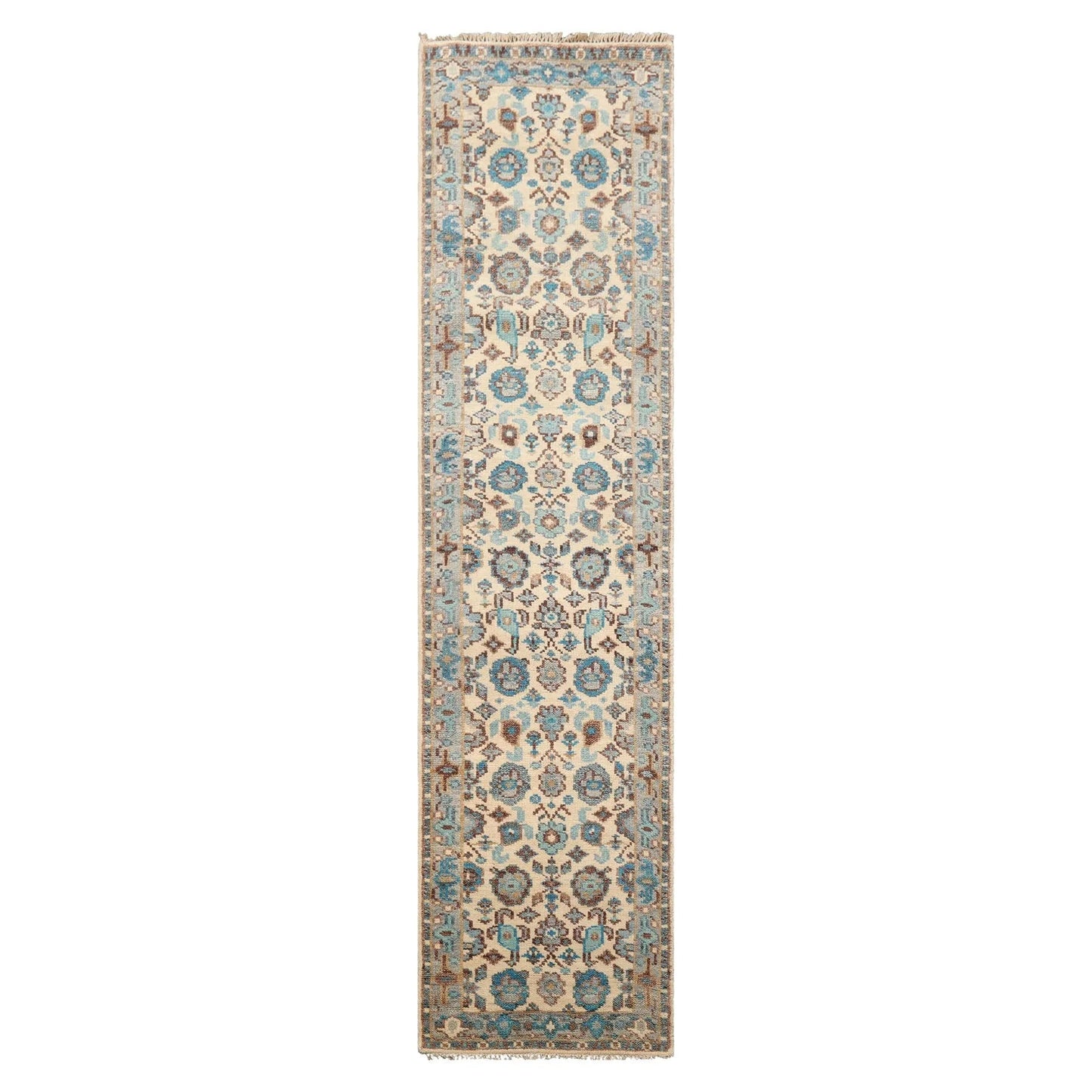 LoomBloom Multi Size Beige Hand Knotted Arts & Crafts/Mission Oushak Wool Oriental Area Rug-5