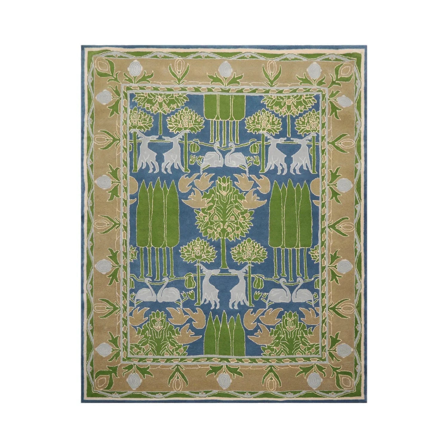 LoomBloom  Blue Hand Tufted Transitional Art & Crafts Wool Oriental Area Rug-1