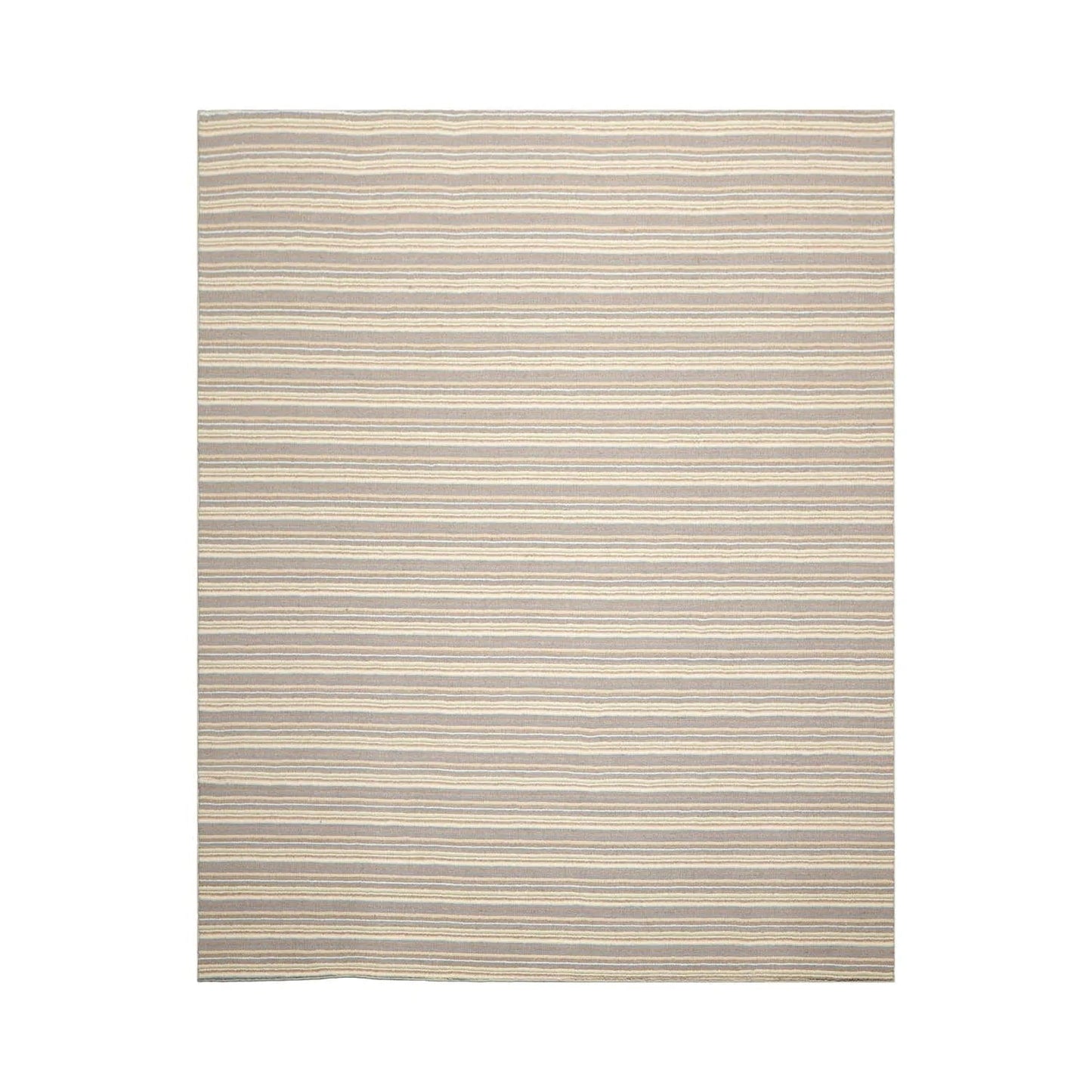 LoomBloom Multi Sizes Ivory Hand Woven Contemporary Striped New Zealand Wool Oriental Area Rug-3