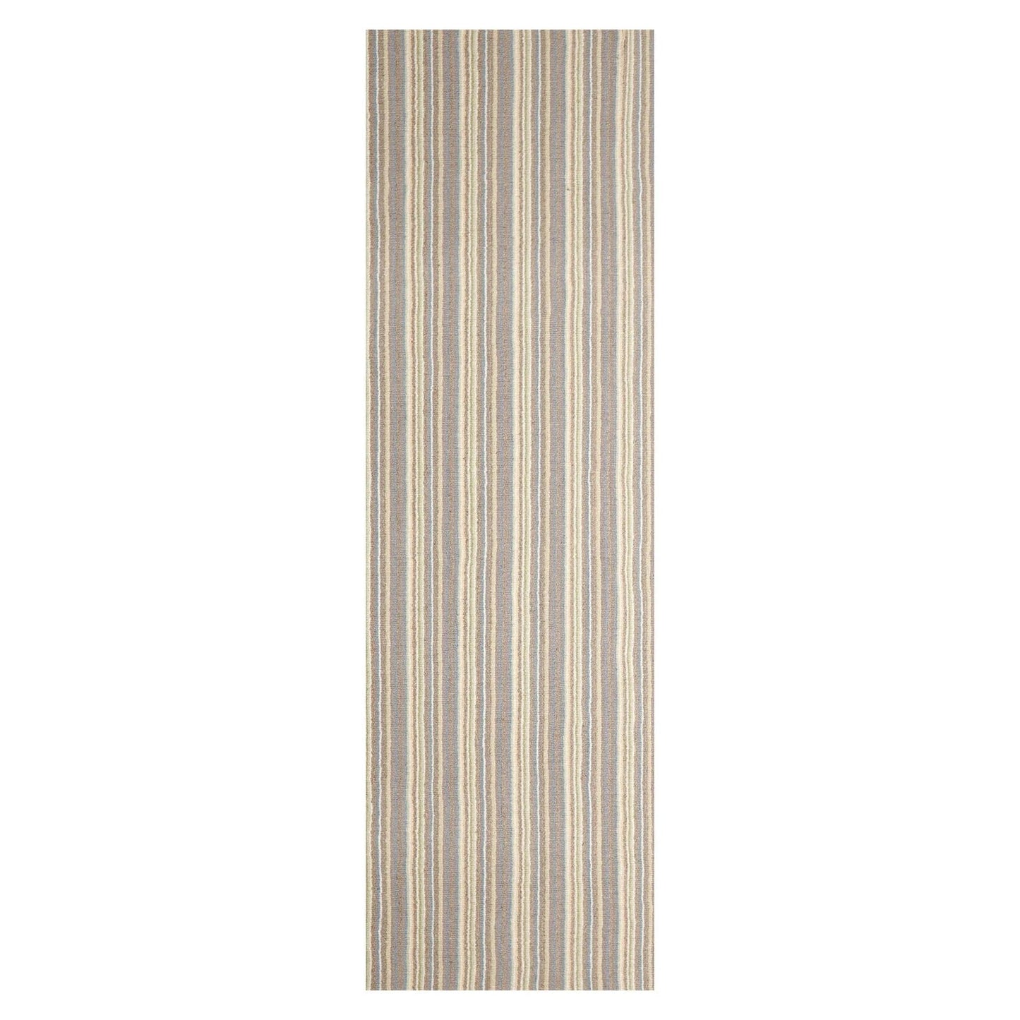 LoomBloom Multi Sizes Ivory Hand Woven Contemporary Striped New Zealand Wool Oriental Area Rug-2