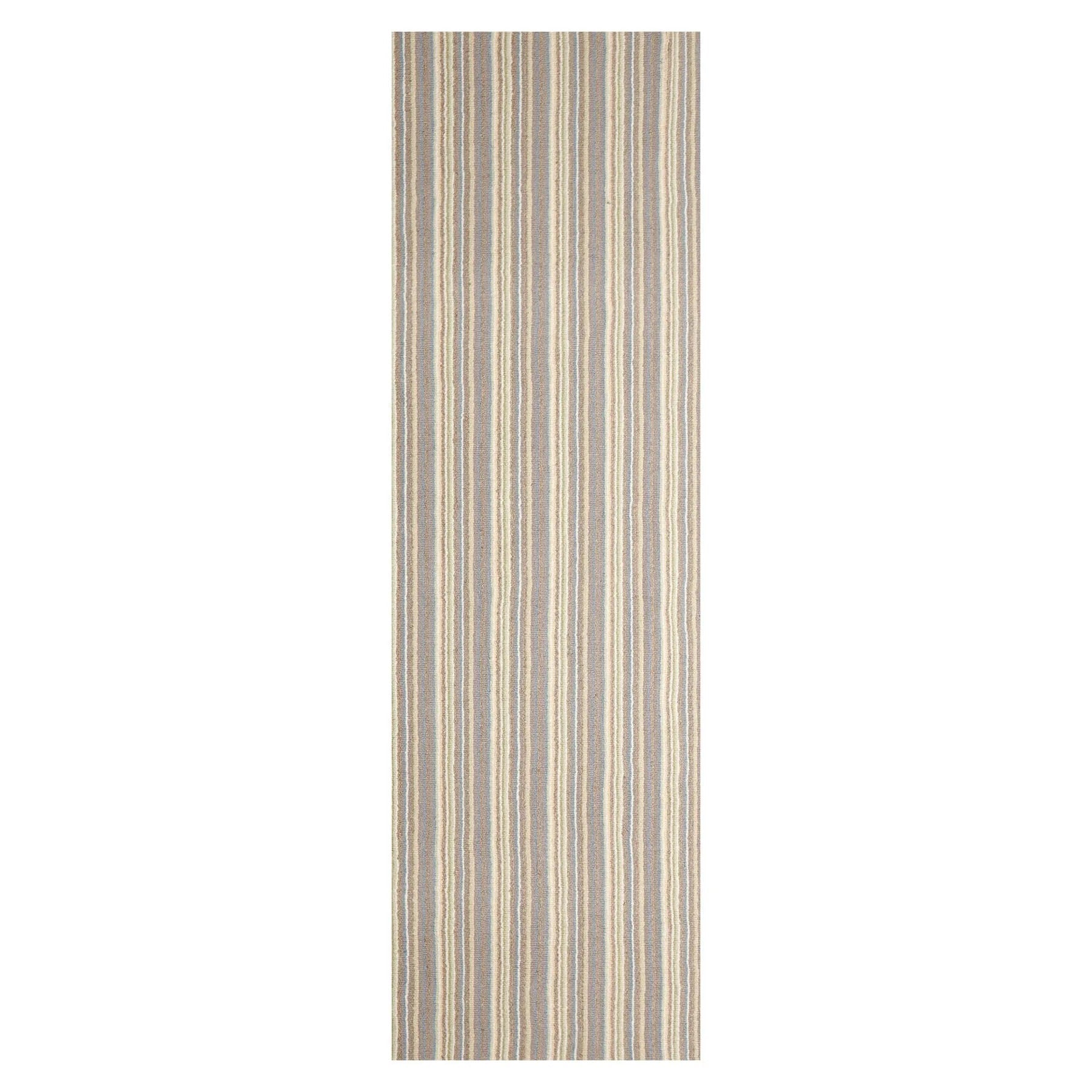LoomBloom Multi Sizes Ivory Hand Woven Contemporary Striped New Zealand Wool Oriental Area Rug-2