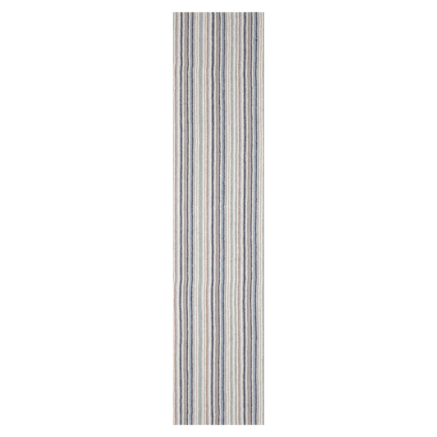 LoomBloom Multi Sizes Ivory Hand Tufted Contemporary  Striped New Zealand Wool Oriental Area Rug-1