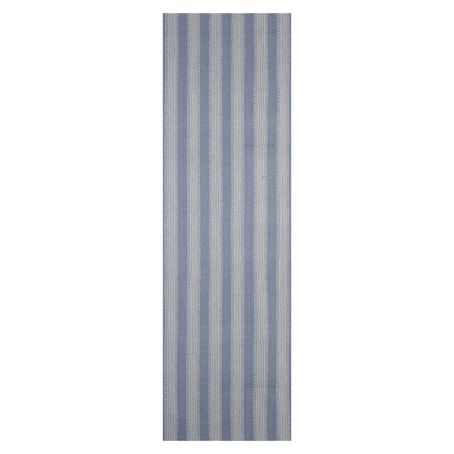 LoomBloom Multi Size Tone on Tone Blue Hand Woven Striped Modern Herringbone  New Zealand Wool Oriental Area Rug-2