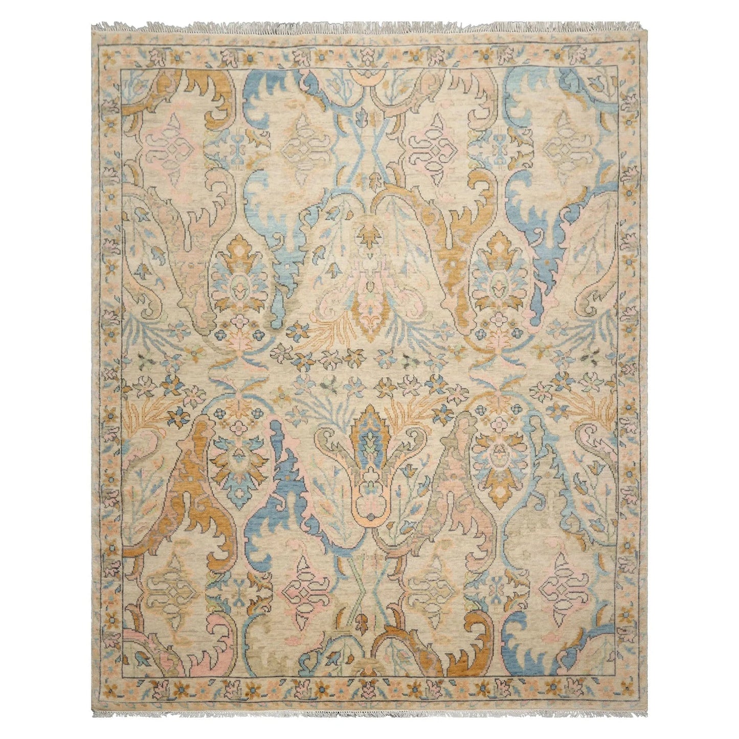 LoomBloom Multi Sizes Beige Hand Knotted Transitional Oushak Arts & Crafts Wool Oriental Area Rug-4
