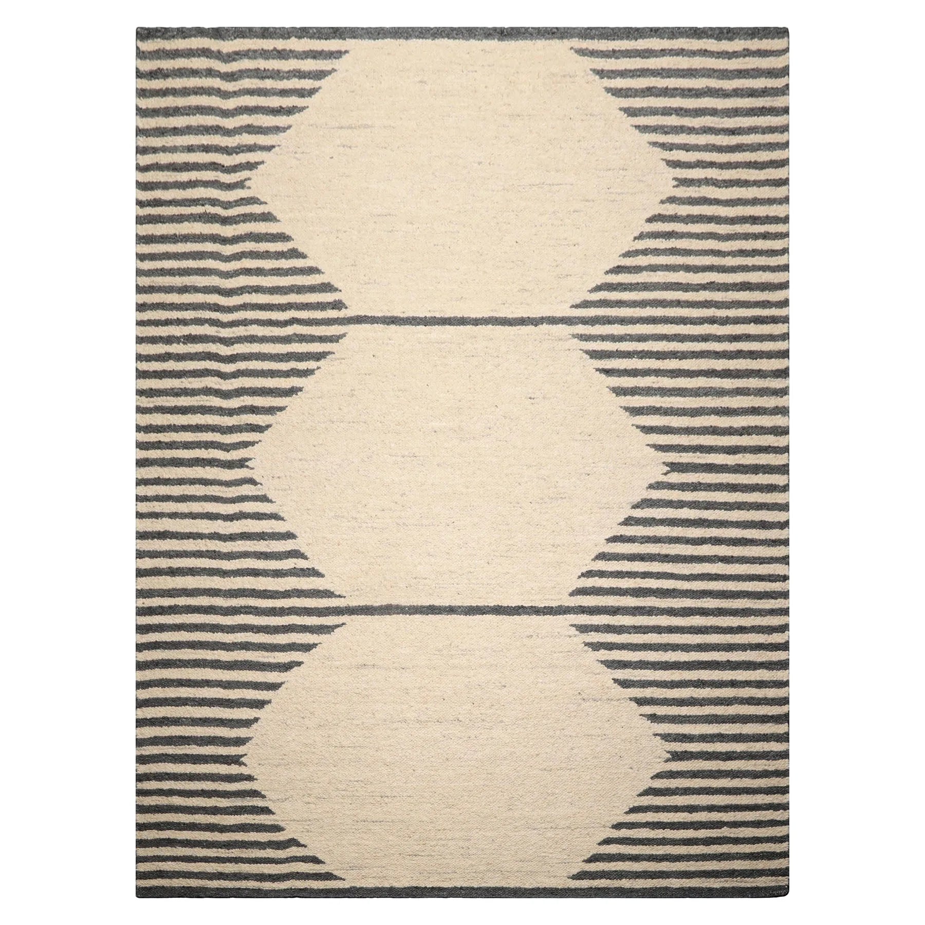 LoomBloom Multi Sizes Oatmeal Hand Woven Flatweave Contemporary Geometric Wool Oriental Area Rug-1