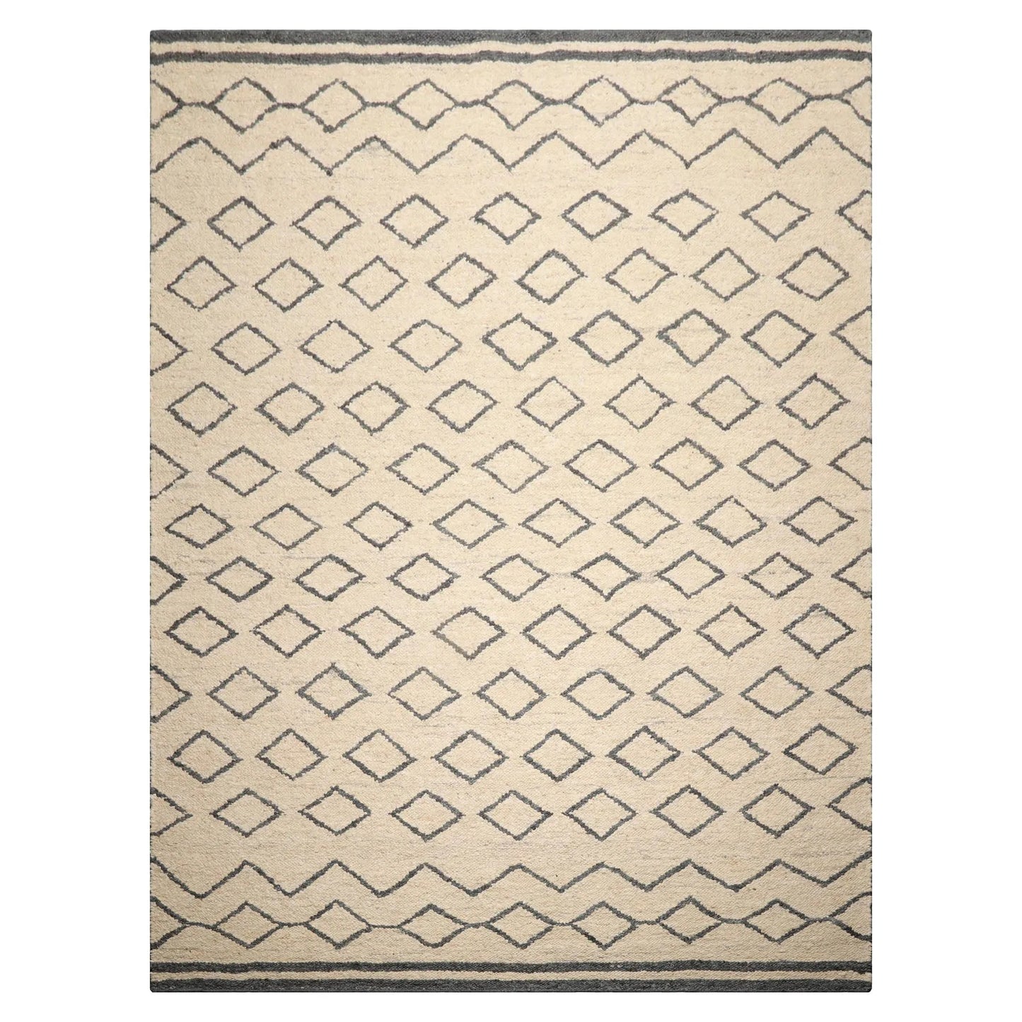 LoomBloom Multi Sizes Oatmeal Hand Woven Flatweave Contemporary Geometric Wool Oriental Area Rug-1