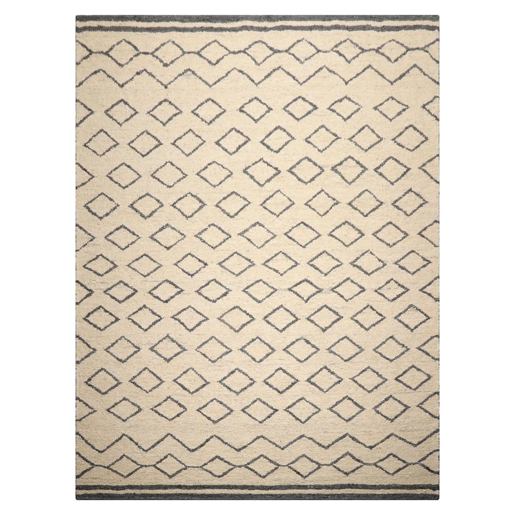 LoomBloom Multi Sizes Oatmeal Hand Woven Flatweave Contemporary Geometric Wool Oriental Area Rug-1